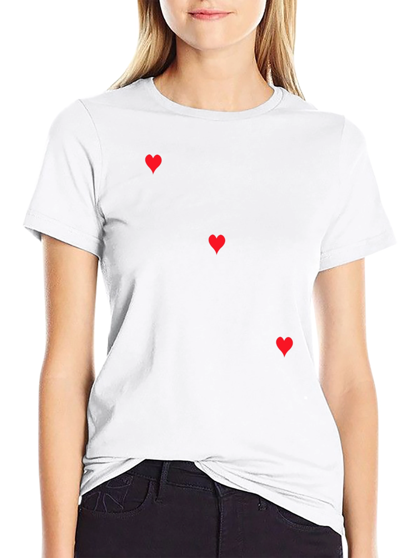 Mens Black T-Shirt with Red Hearts Design