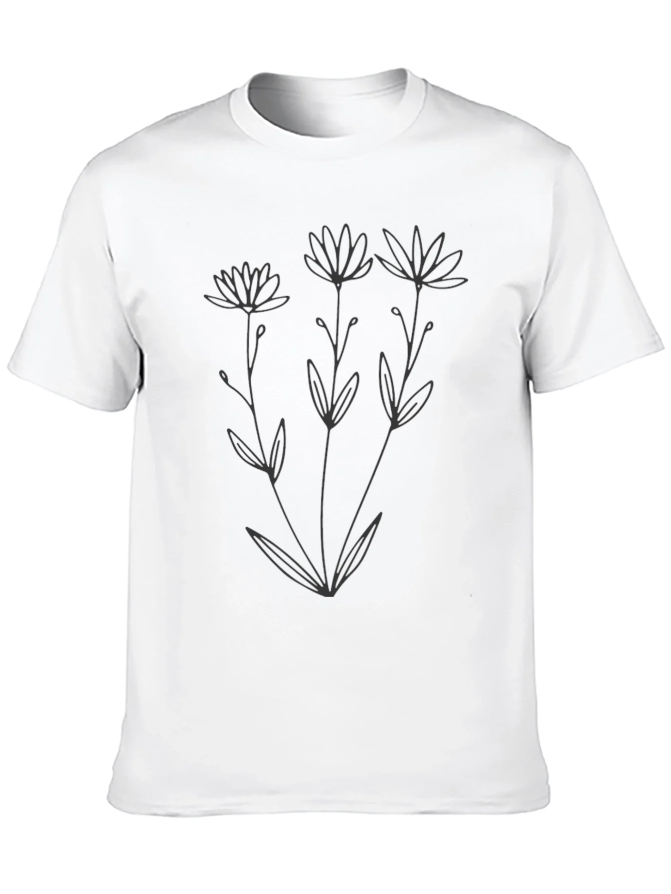 Minimalist Floral Graphic Black T-Shirt
