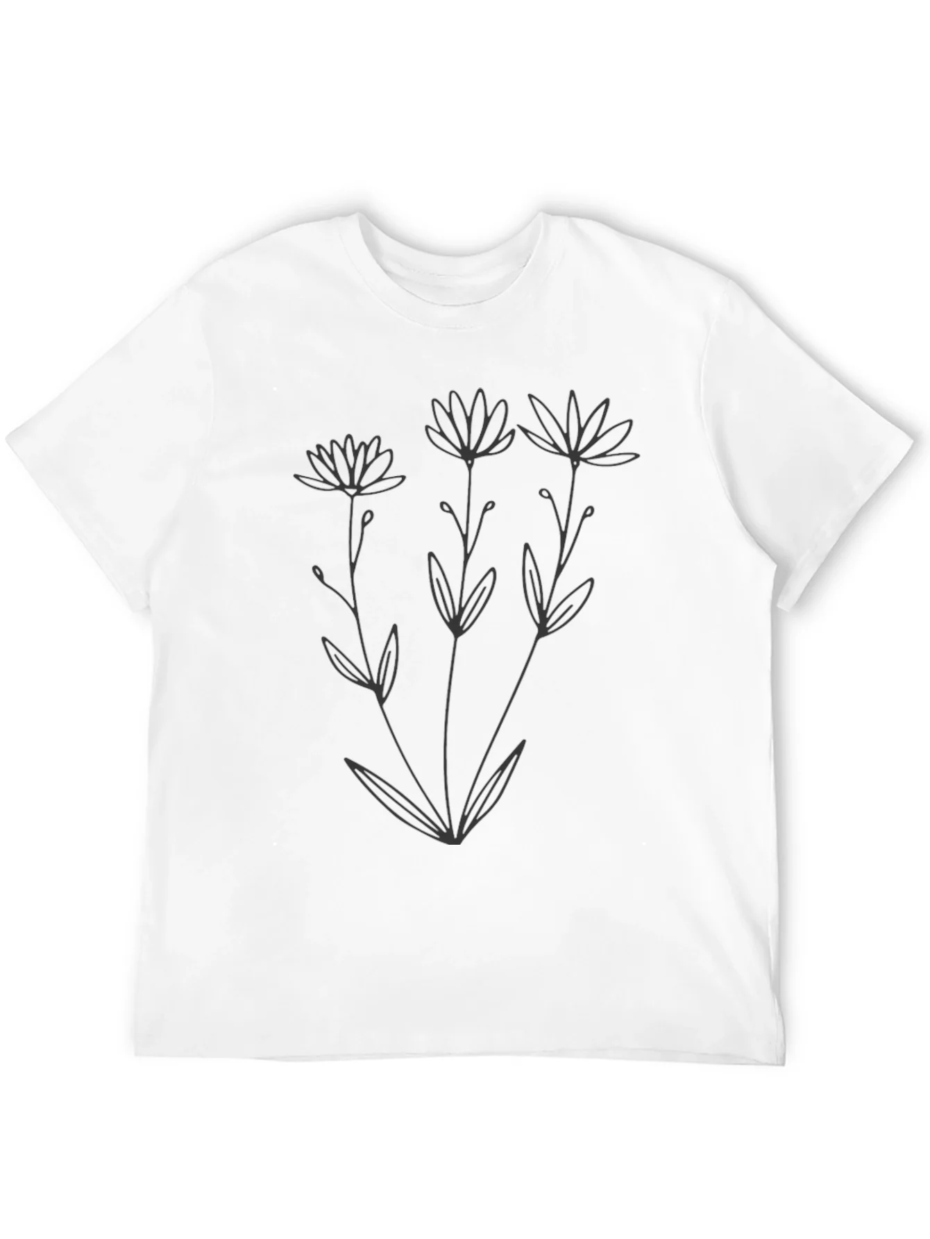 Minimalist Floral Graphic Black T-Shirt