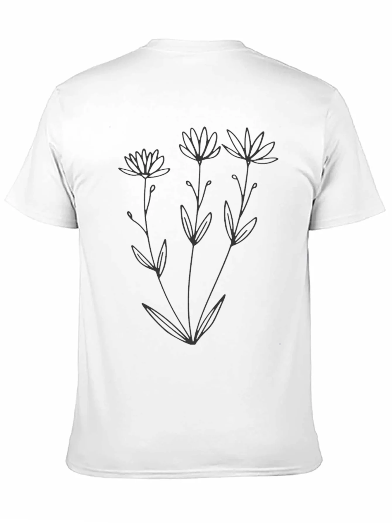 Minimalist Floral Graphic Black T-Shirt