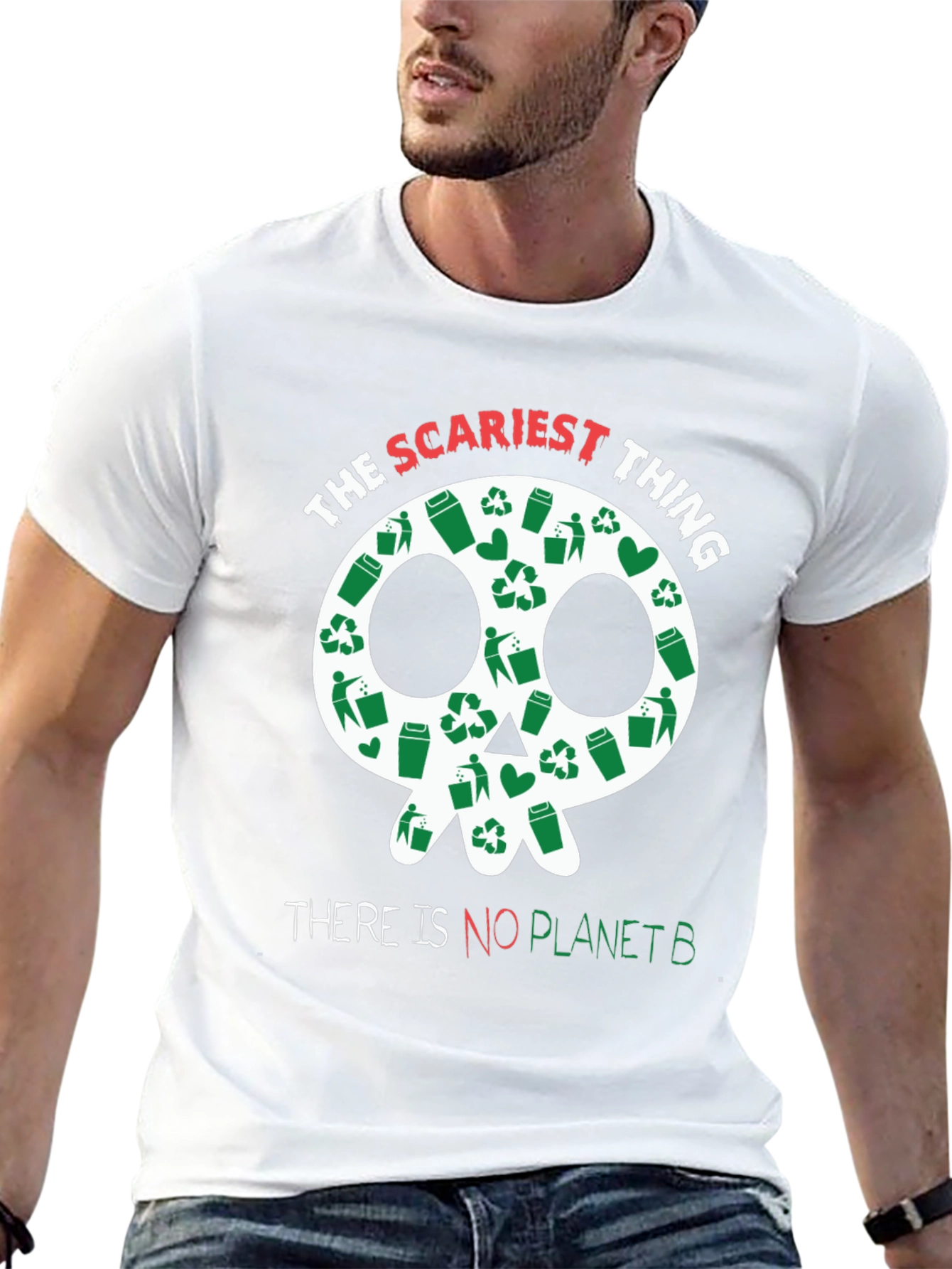 Eco-Friendly Skull Graphic T-Shirt - No Planet B