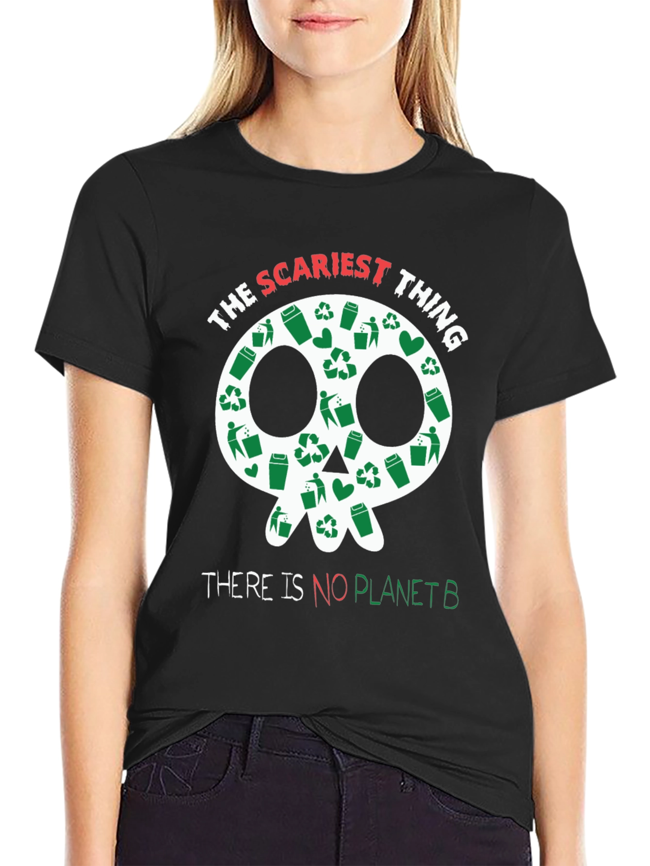 Eco-Friendly Skull Graphic T-Shirt - No Planet B