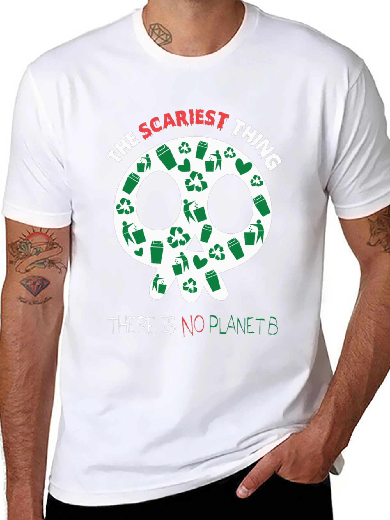 Eco-Friendly Skull Graphic T-Shirt - No Planet B