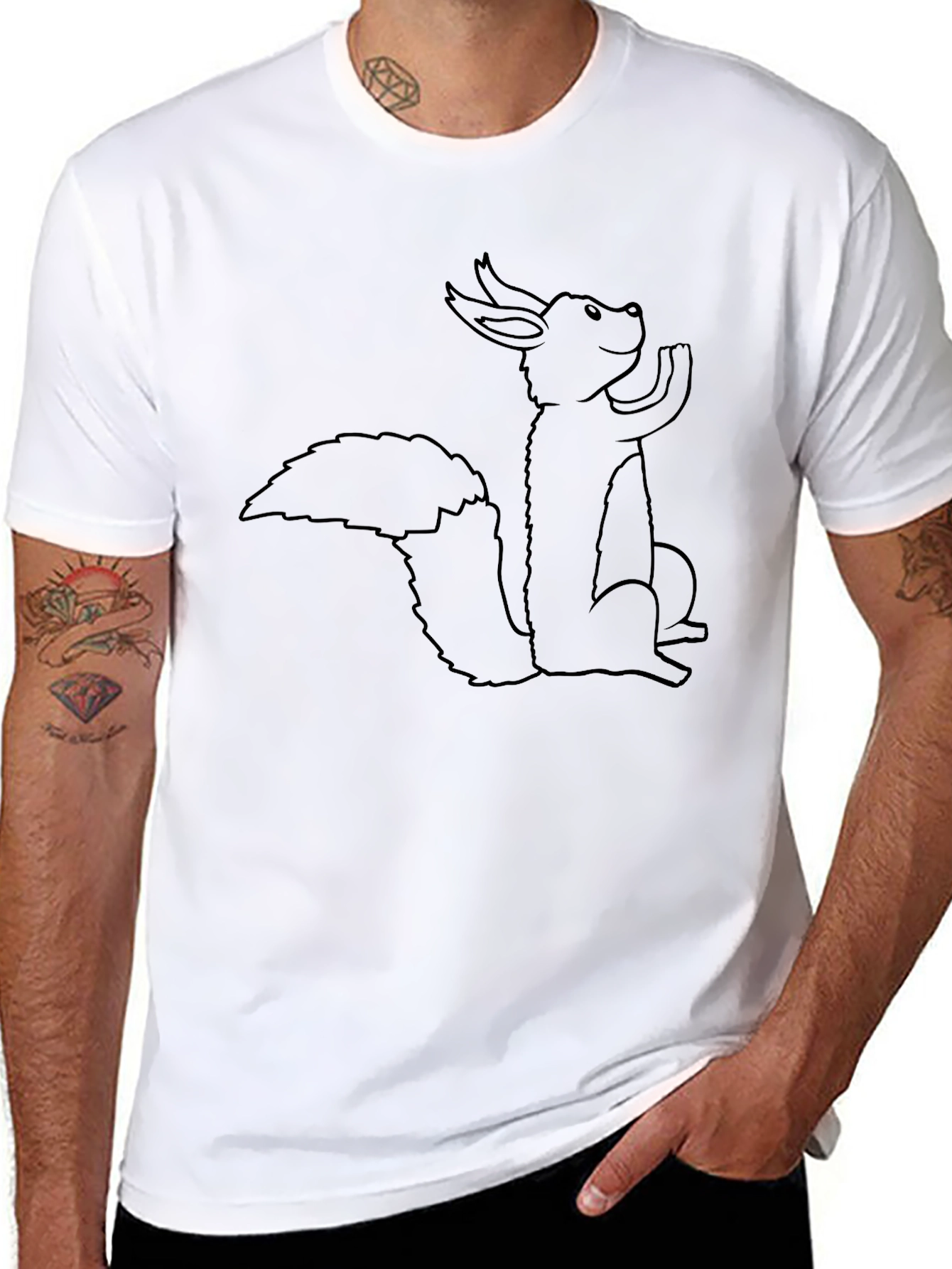 Stylish Black T-Shirt with Fox Graphic