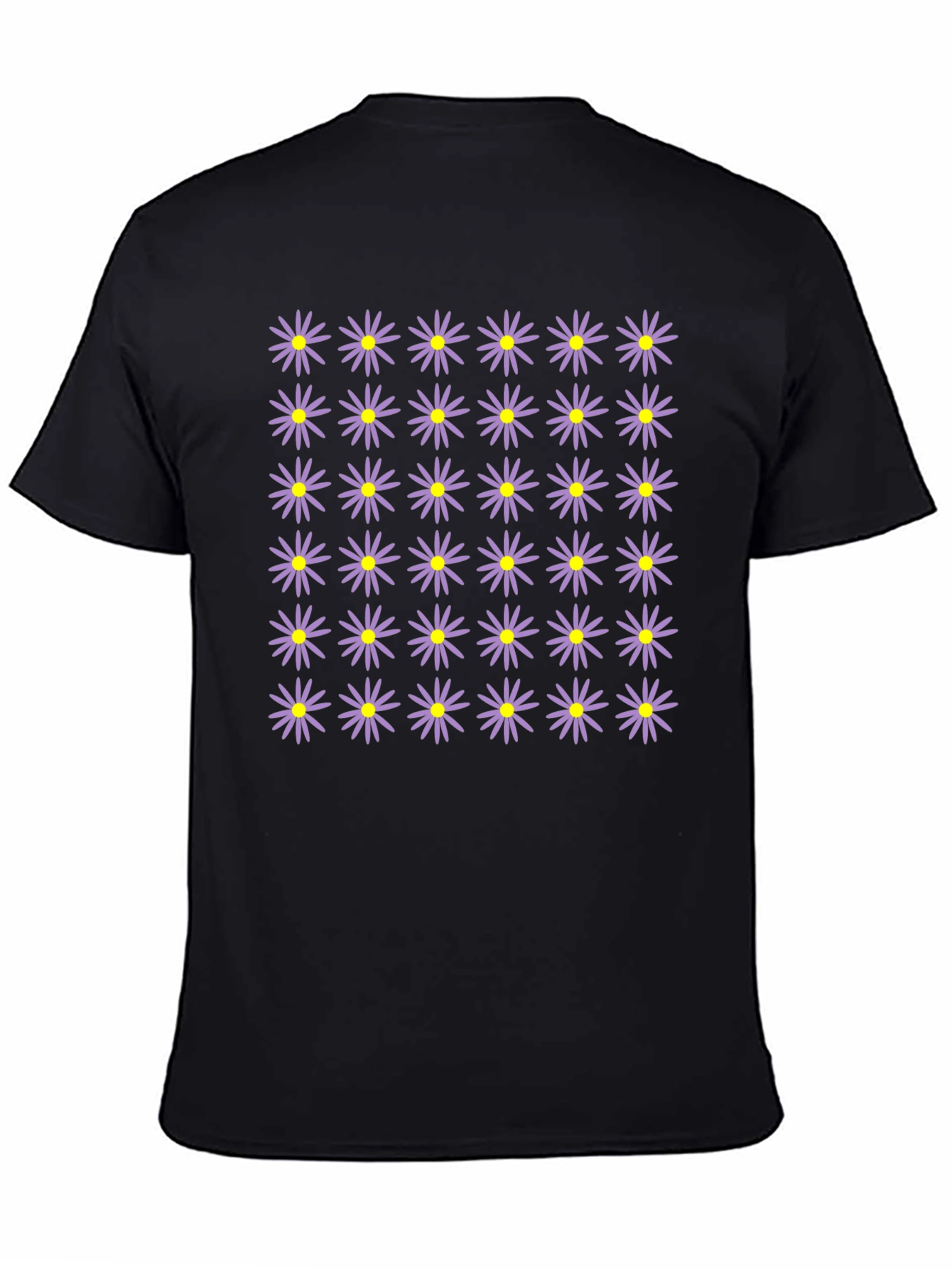 Floral Pattern Black Crew Neck T-Shirt