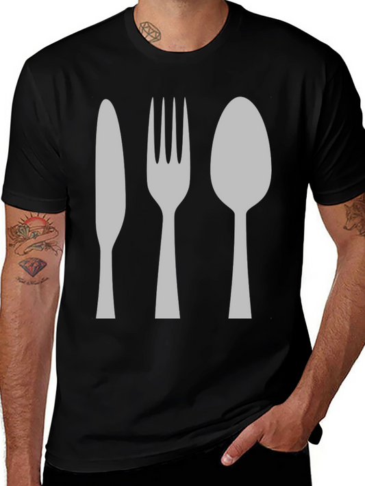 Cutlery Graphic Tee - Knife Fork Spoon Design