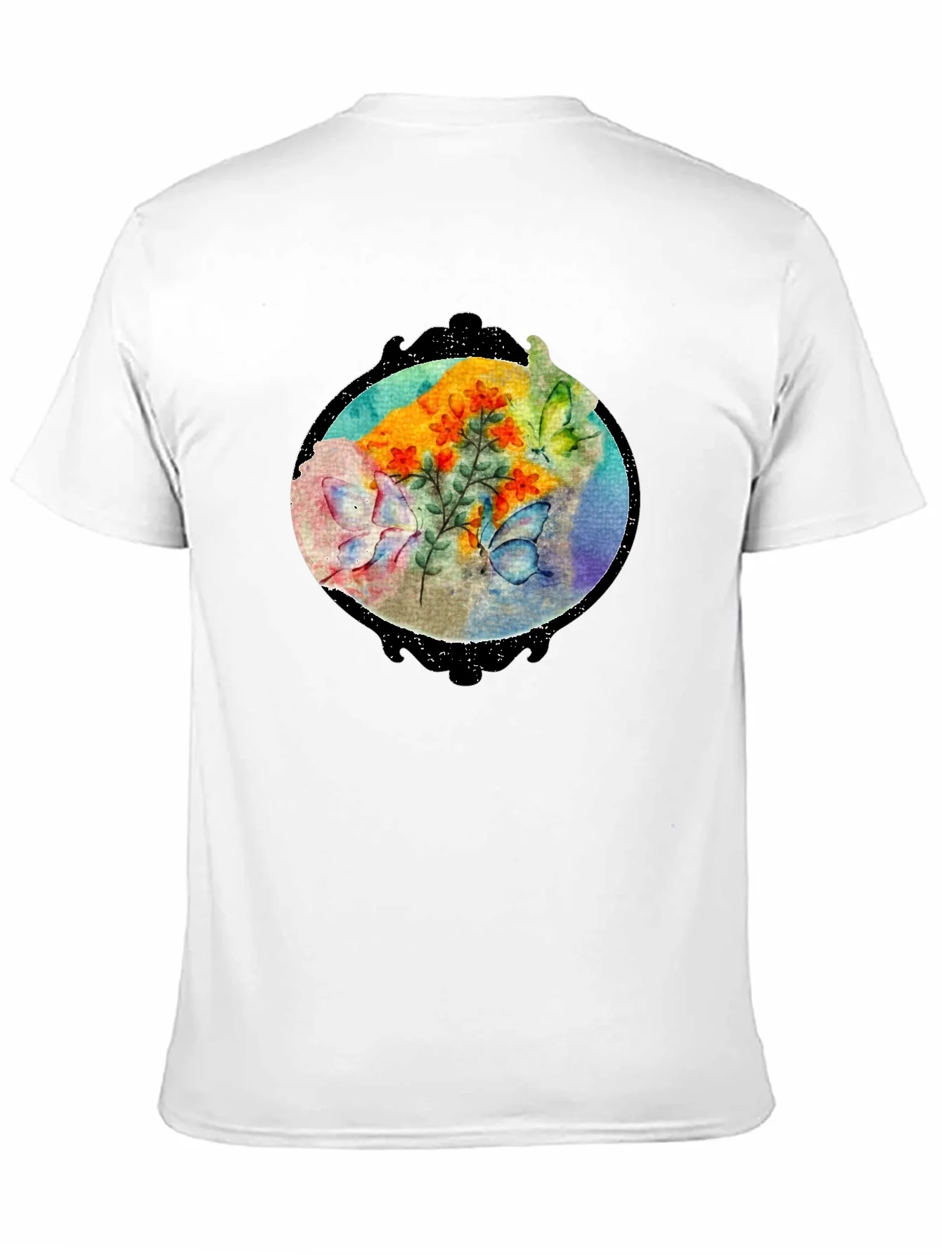 Butterfly Floral Black T-Shirt
