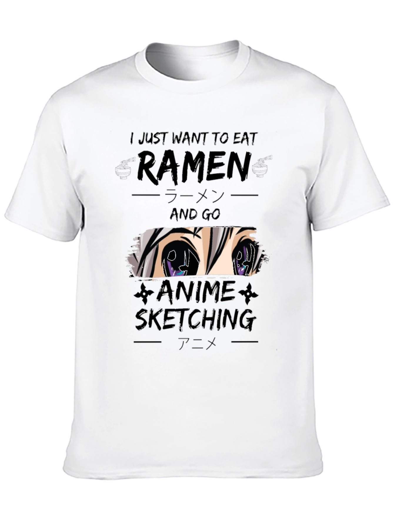 Ramen & Anime Sketching Black T-Shirt