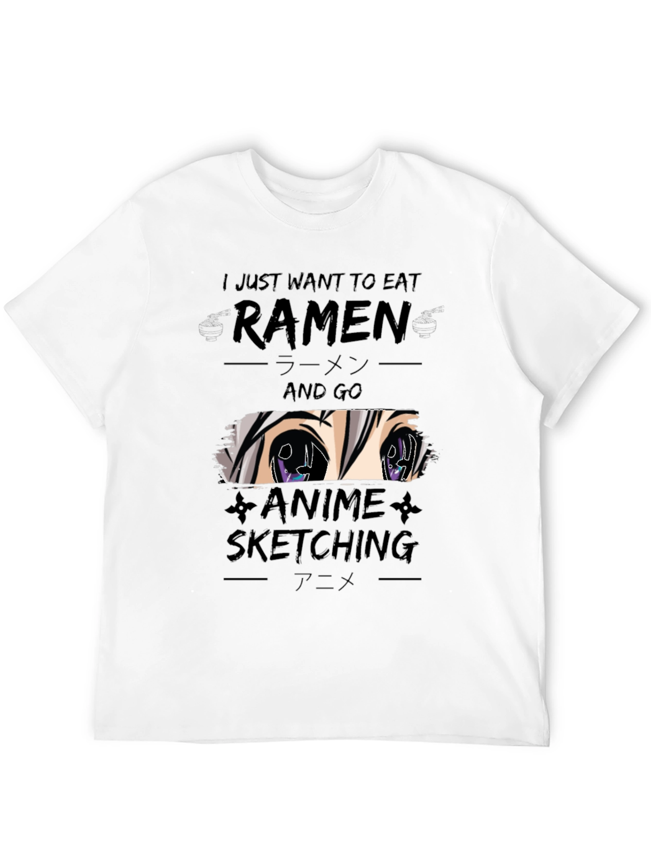Ramen & Anime Sketching Black T-Shirt