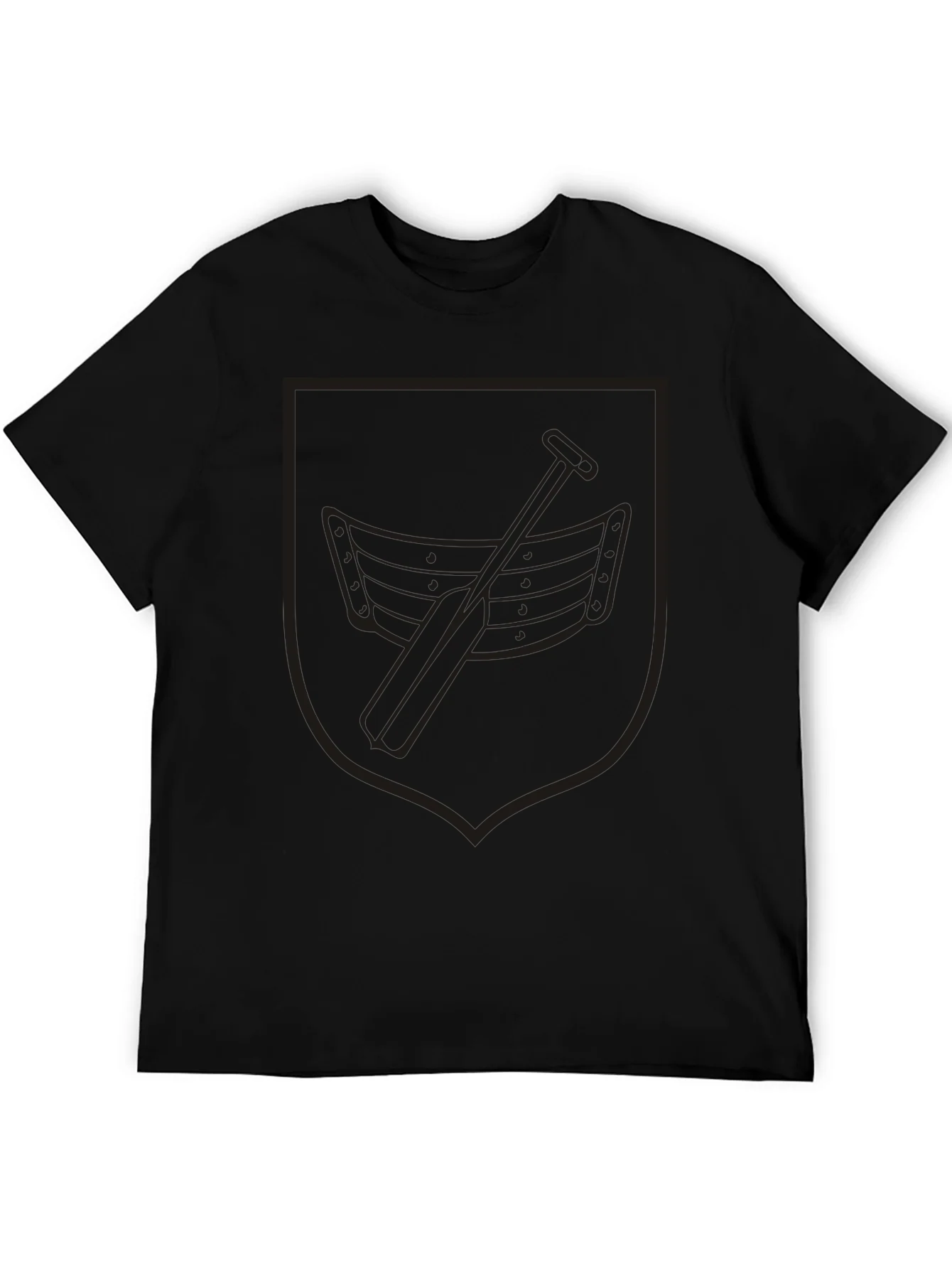 Black Rowing Boat Crest Graphic T-Shirt