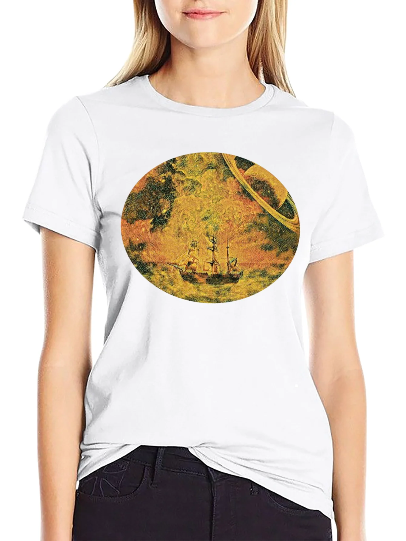 Cosmic Galleon Black T-Shirt