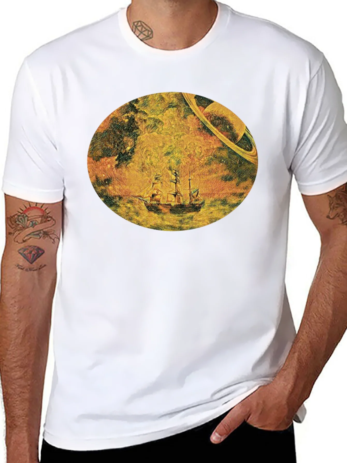 Cosmic Galleon Black T-Shirt