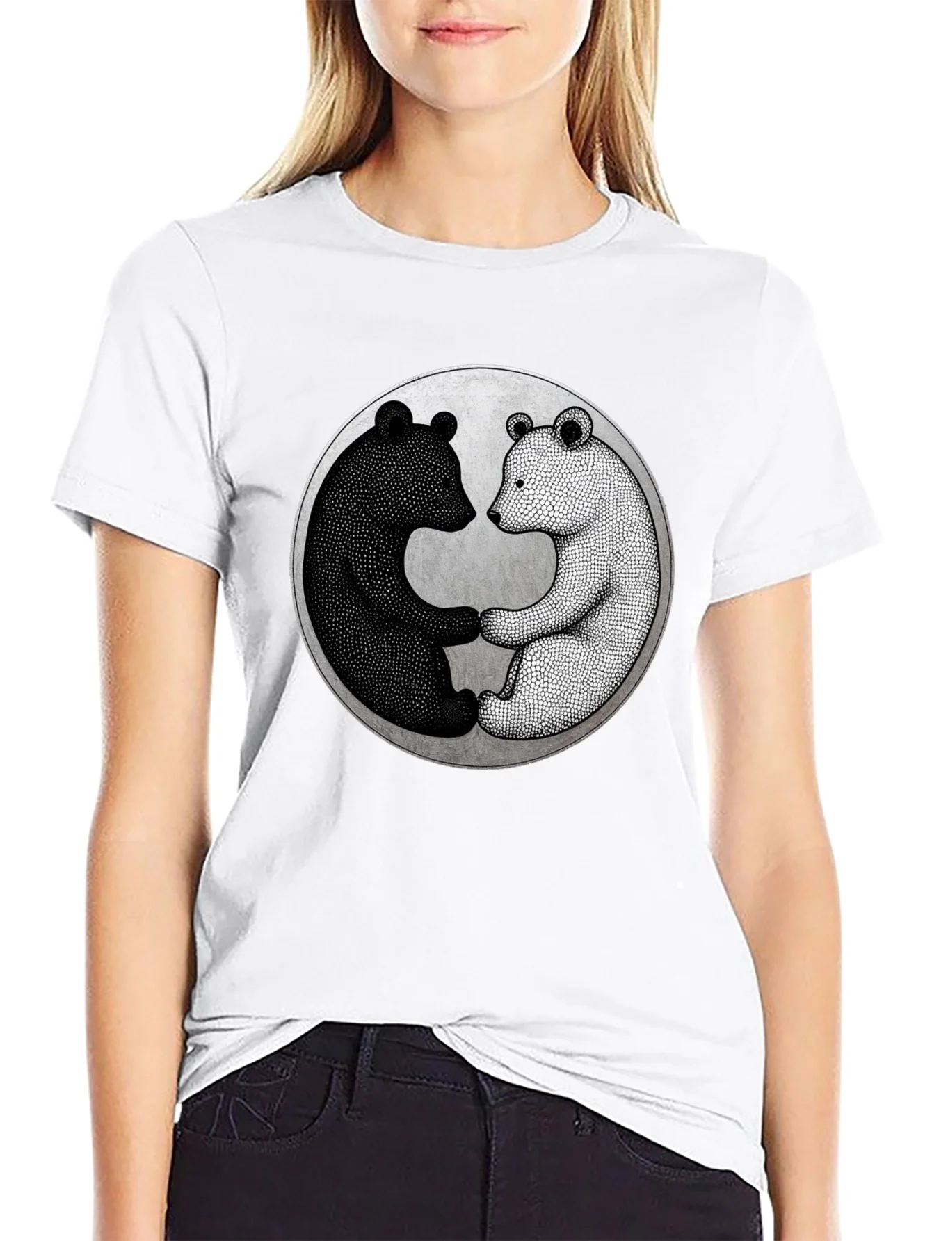 Yin Yang Bears Black T-Shirt