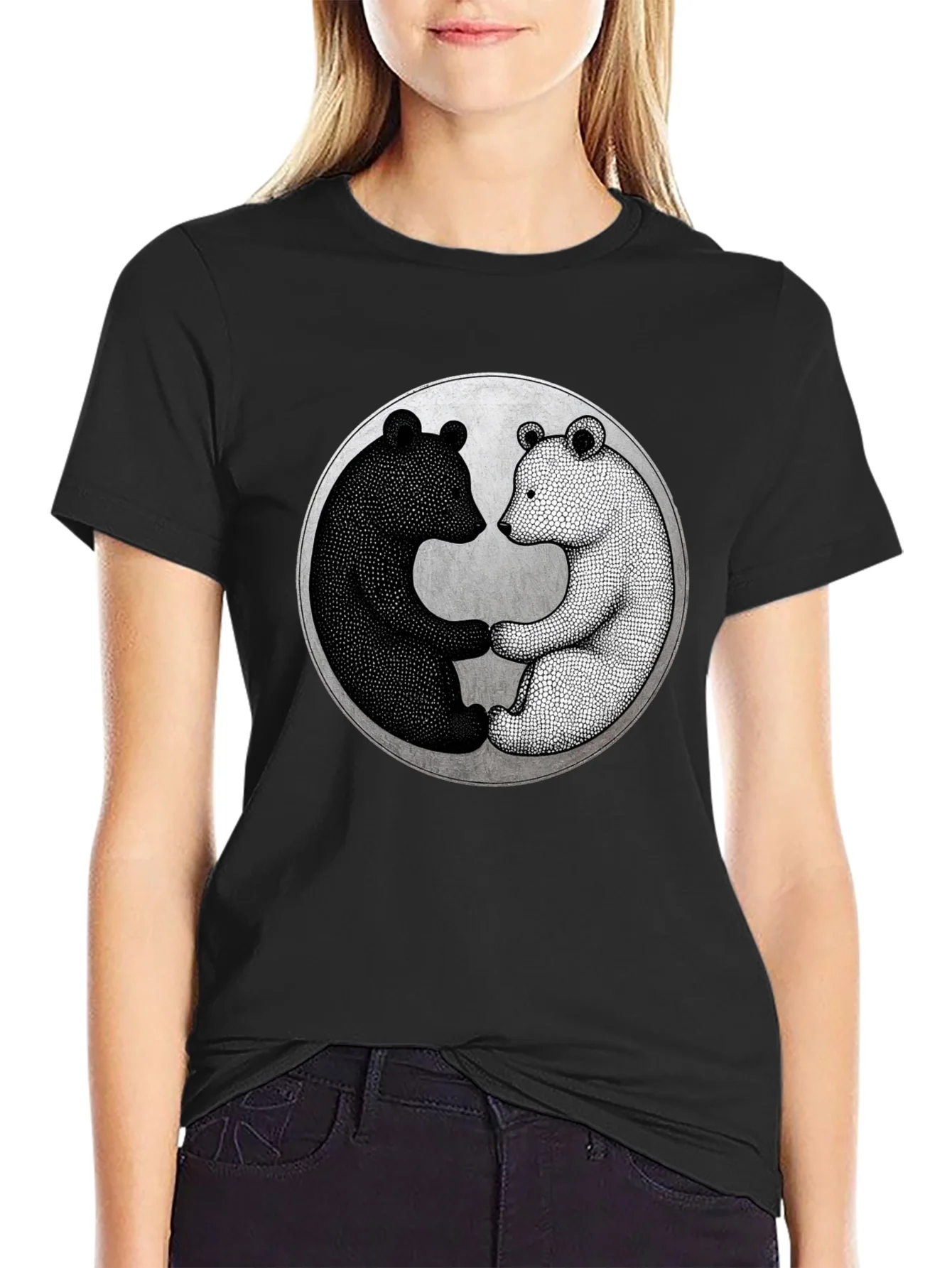 Yin Yang Bears Black T-Shirt