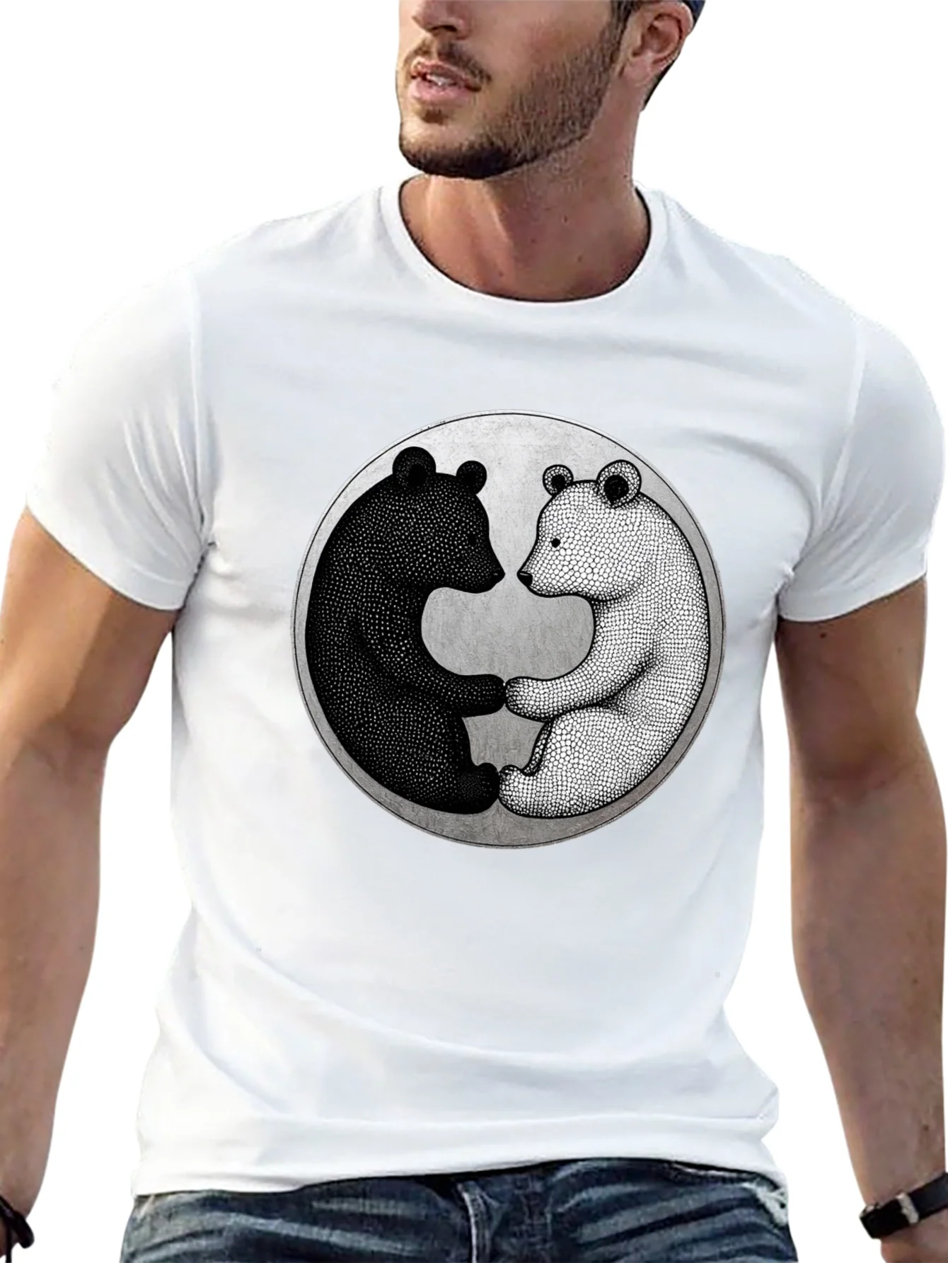 Yin Yang Bears Black T-Shirt