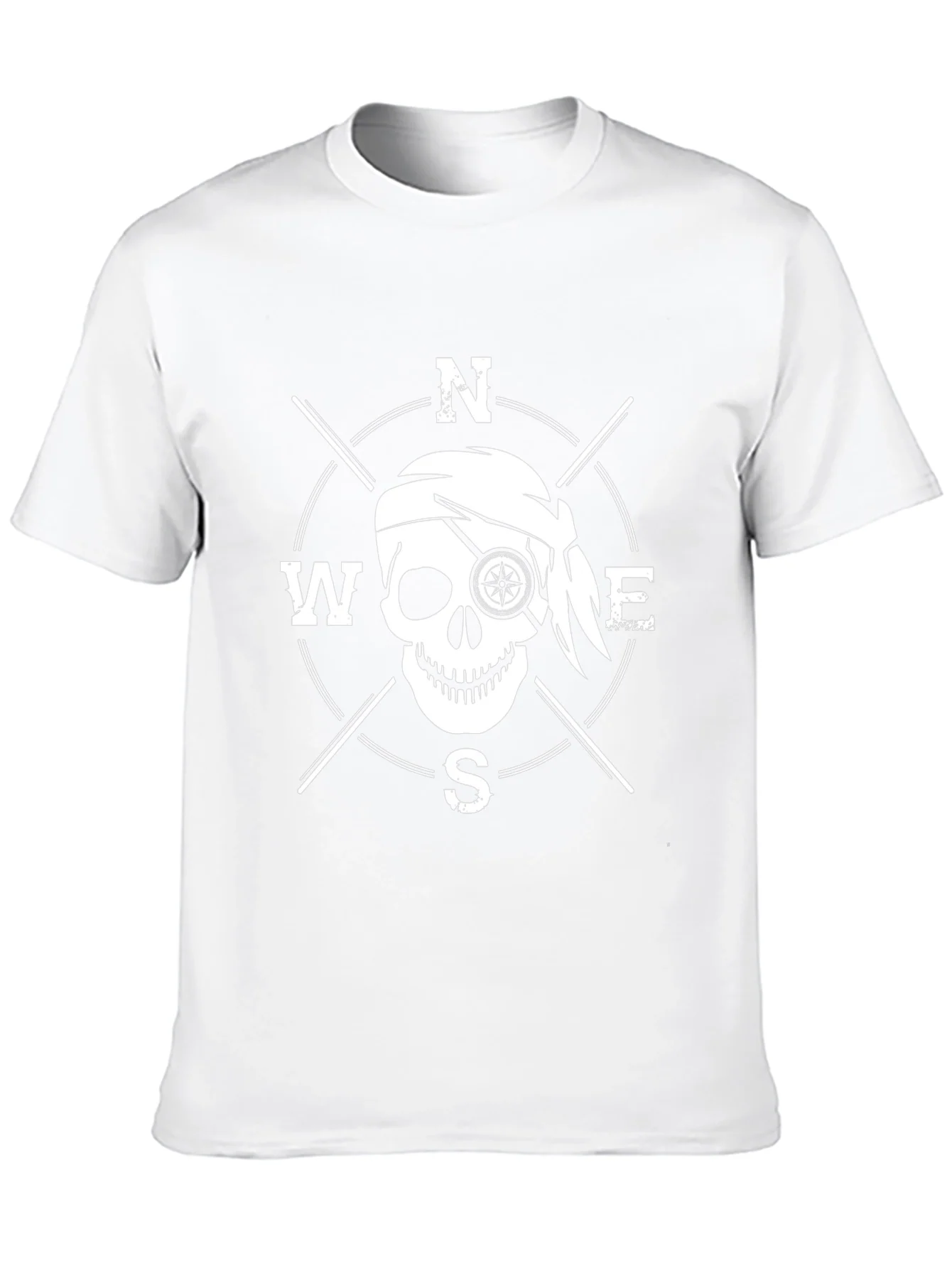 Pirate Compass Skull Graphic T-Shirt - Black