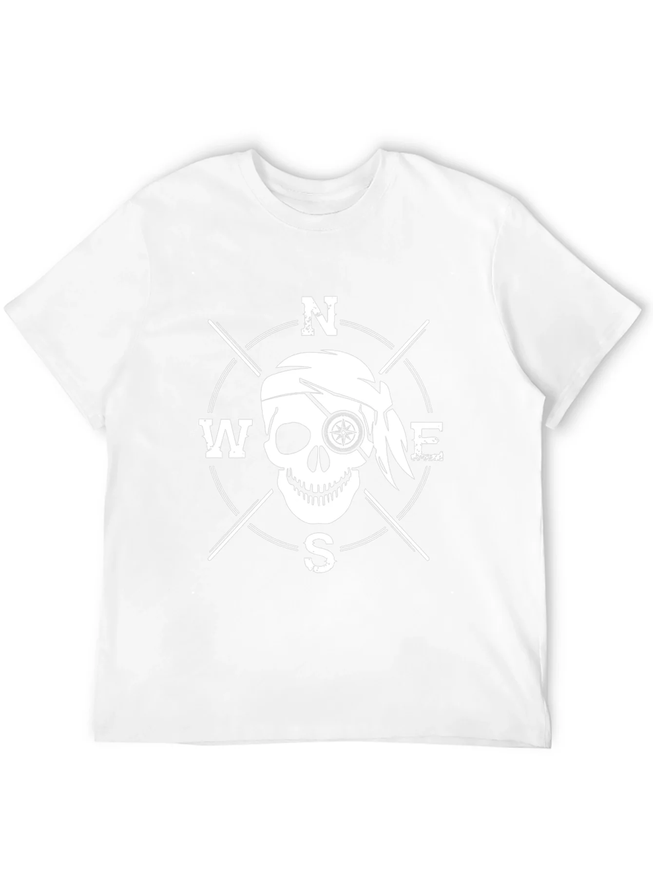 Pirate Compass Skull Graphic T-Shirt - Black