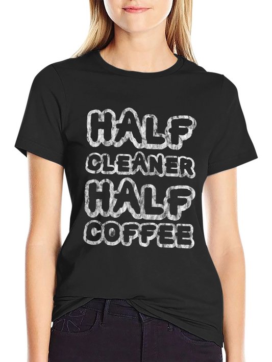 Half Cleaner Half Coffee Graphic Tee - Black