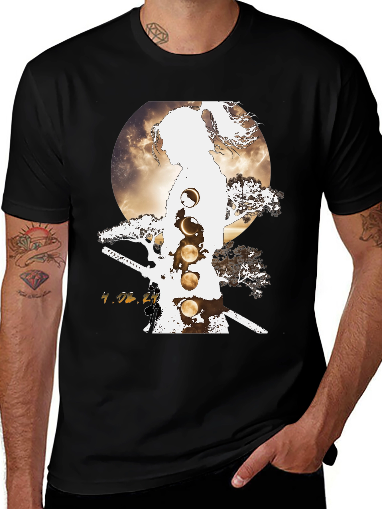 Samurai Moon Phases Graphic Tee