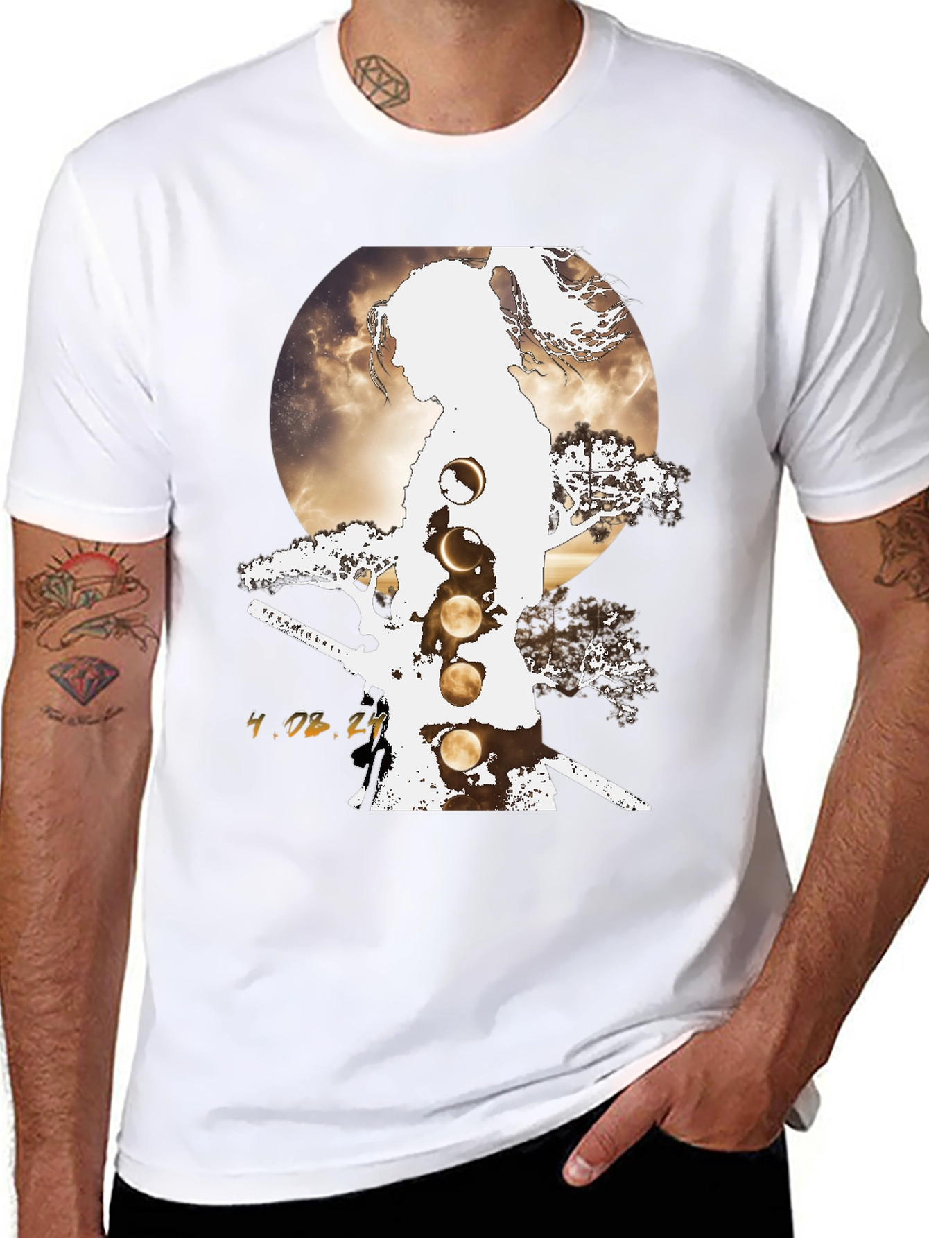 Samurai Moon Phases Graphic Tee