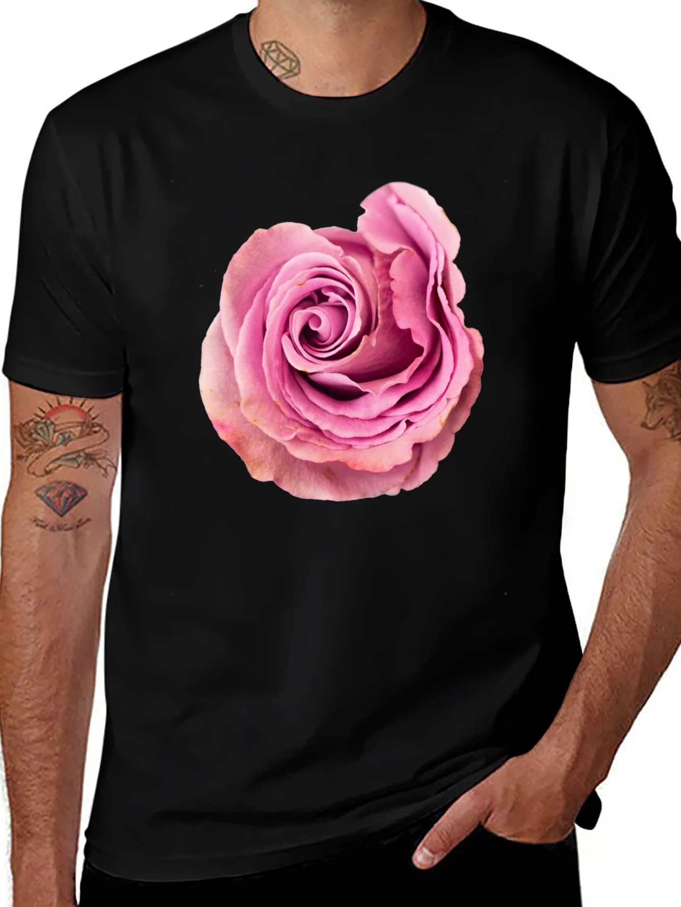 Rose Graphic Black T-Shirt