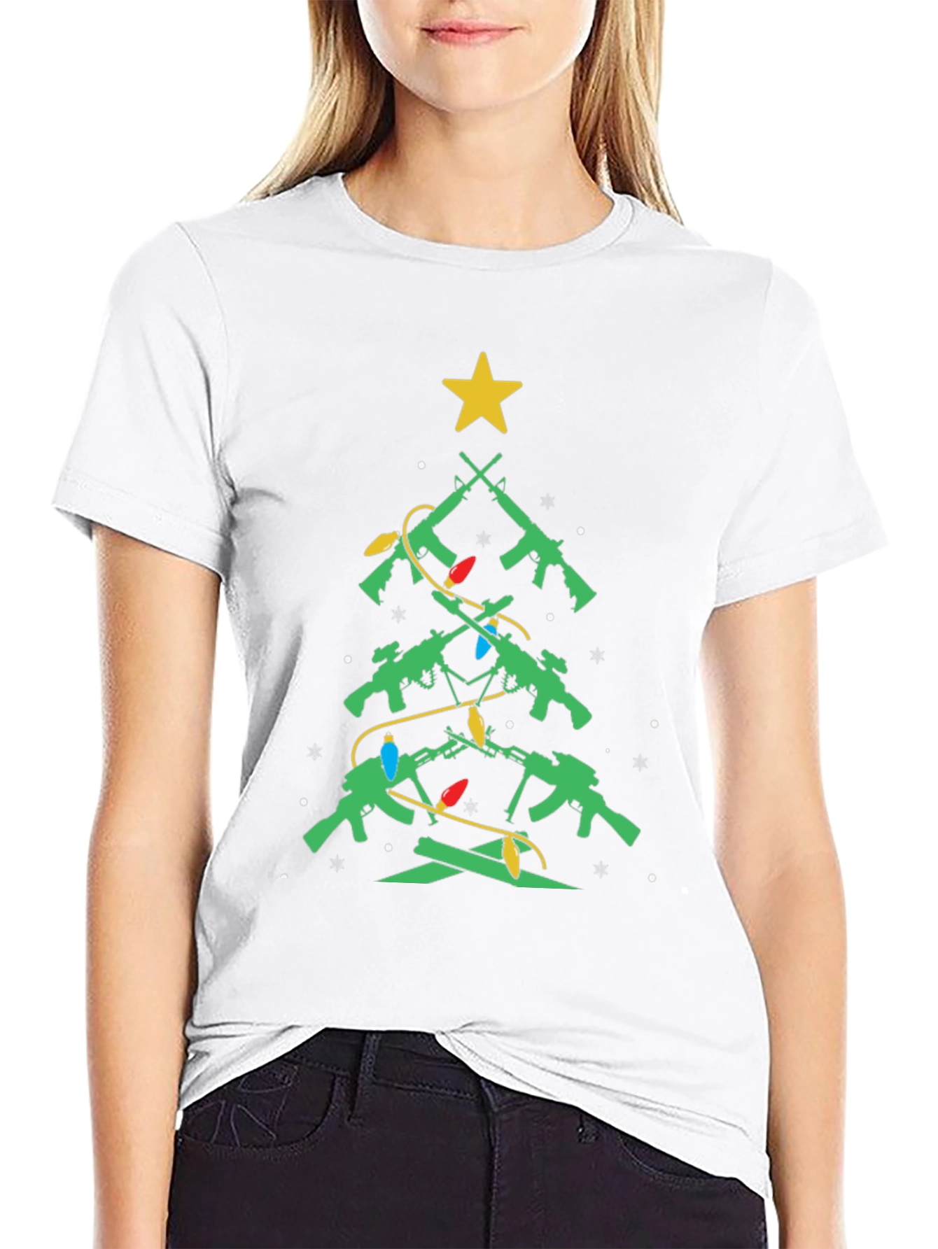 Festive Firearms Christmas Tree Graphic T-Shirt