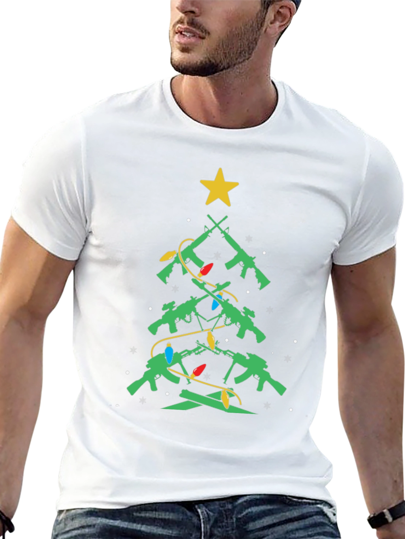 Festive Firearms Christmas Tree Graphic T-Shirt