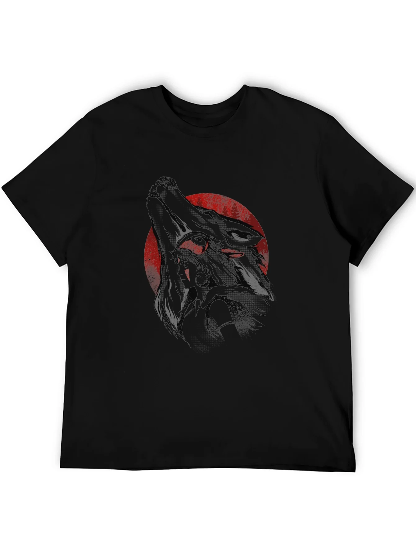 Mens Black Wolf Graphic Tee