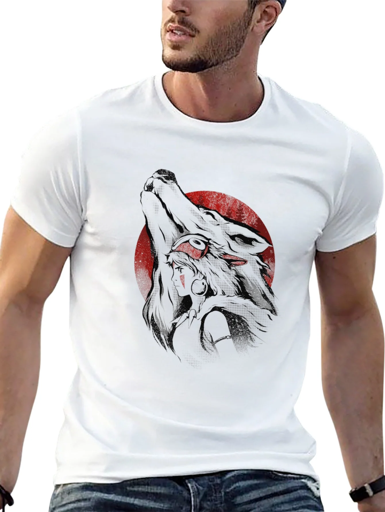 Mens Black Wolf Graphic Tee