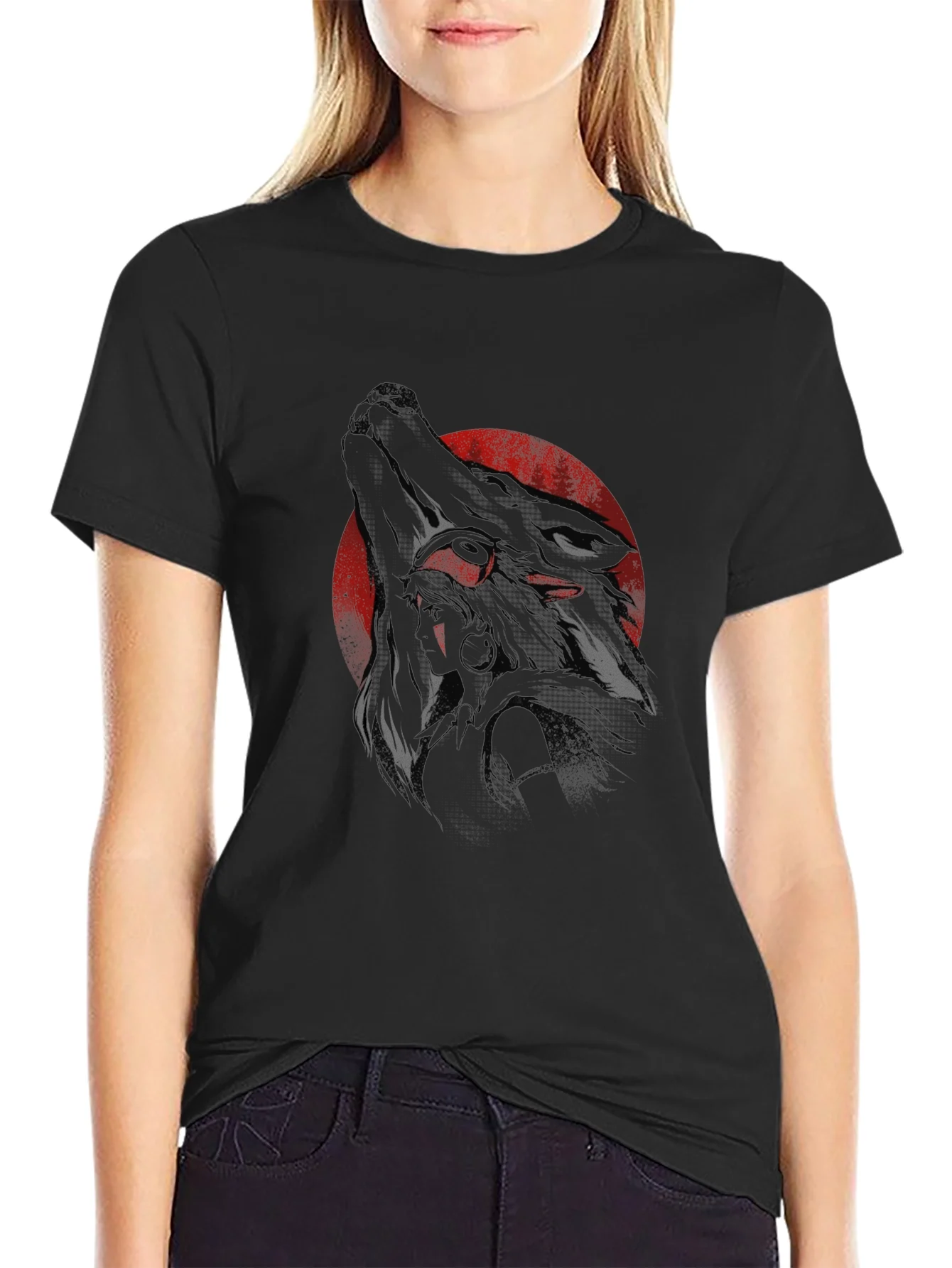 Mens Black Wolf Graphic Tee