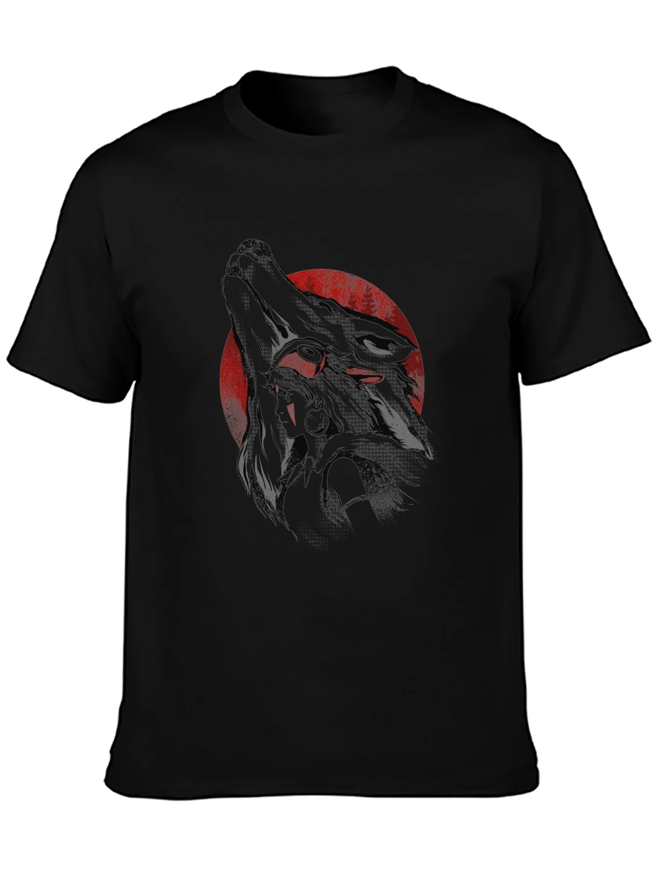 Mens Black Wolf Graphic Tee