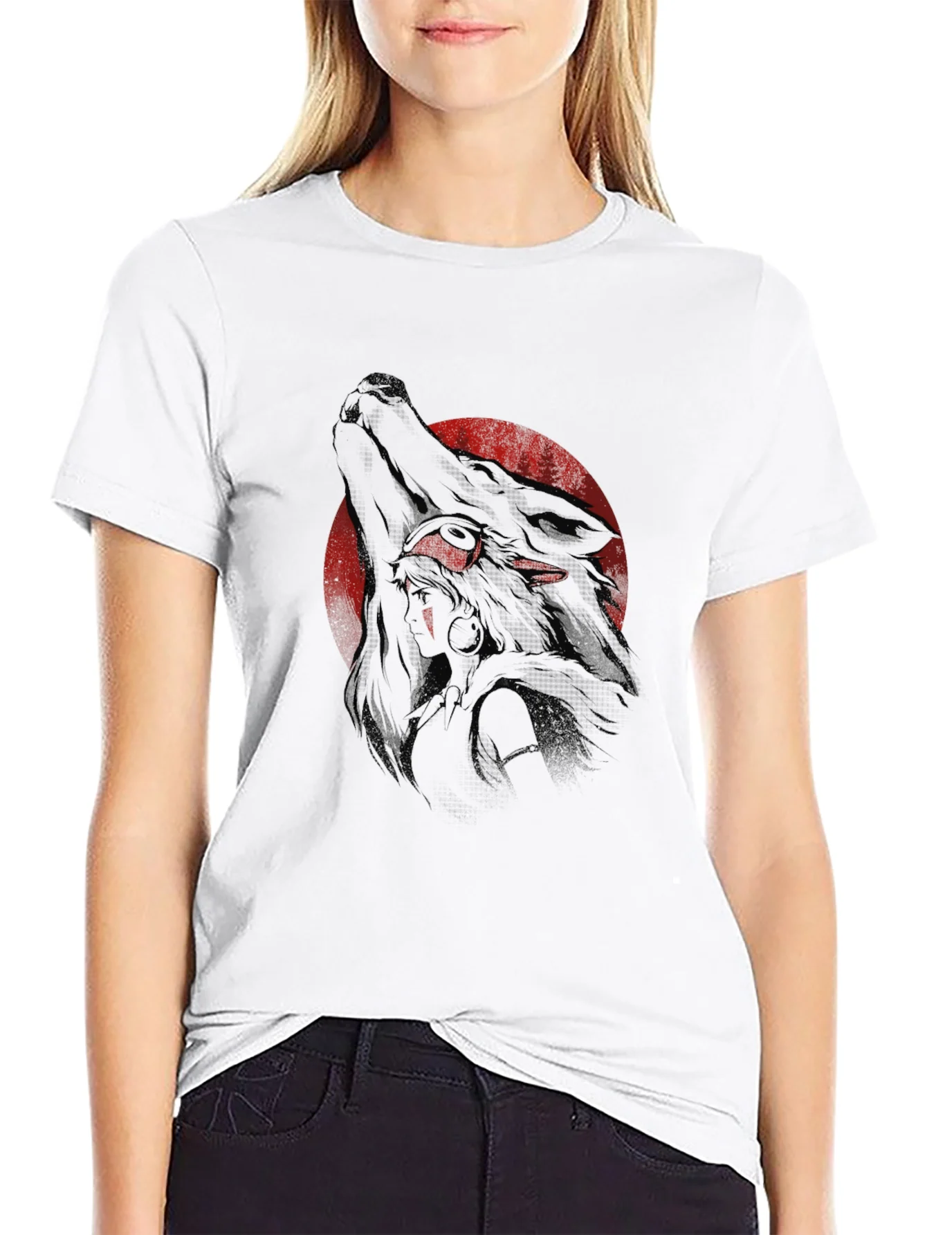 Mens Black Wolf Graphic Tee
