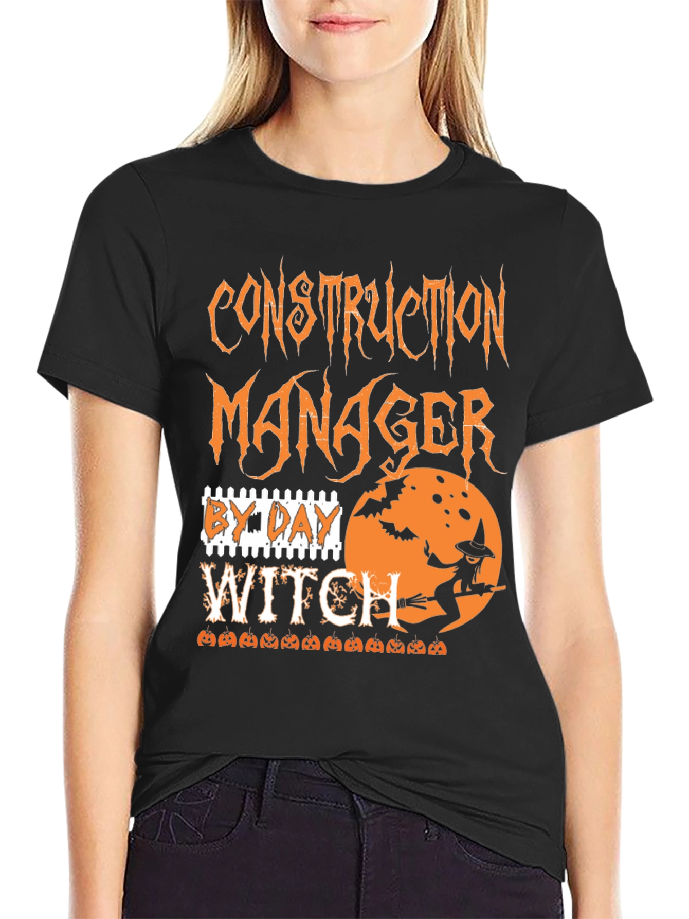 Construction Manager Witch Halloween T-Shirt