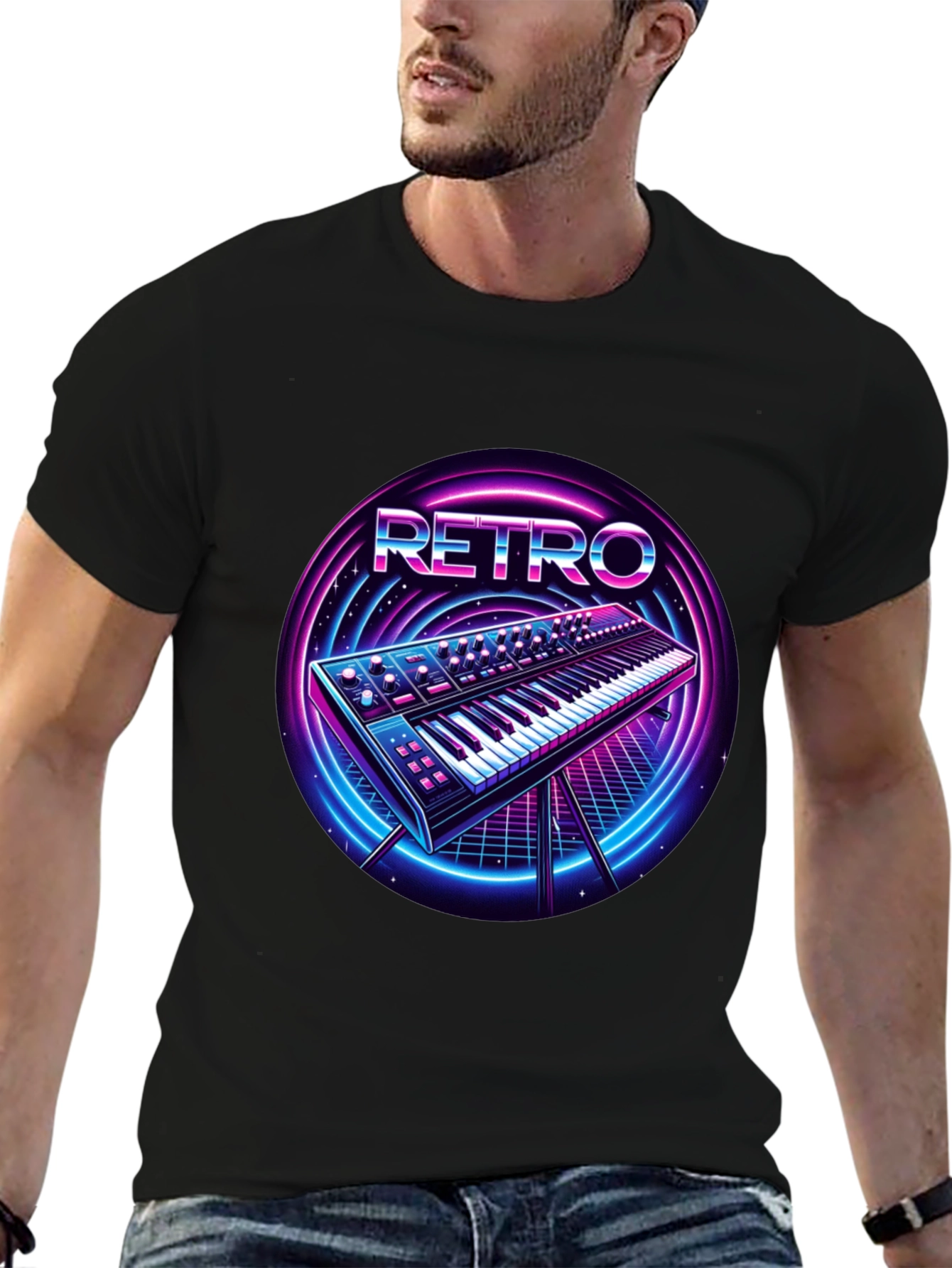 Retro Synthwave Keyboard Graphic Tee