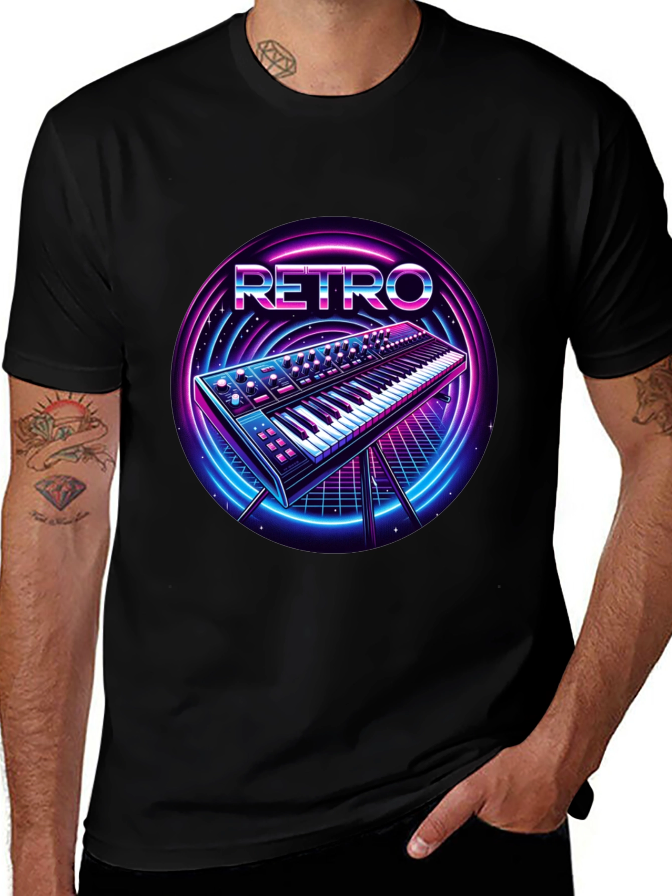 Retro Synthwave Keyboard Graphic Tee