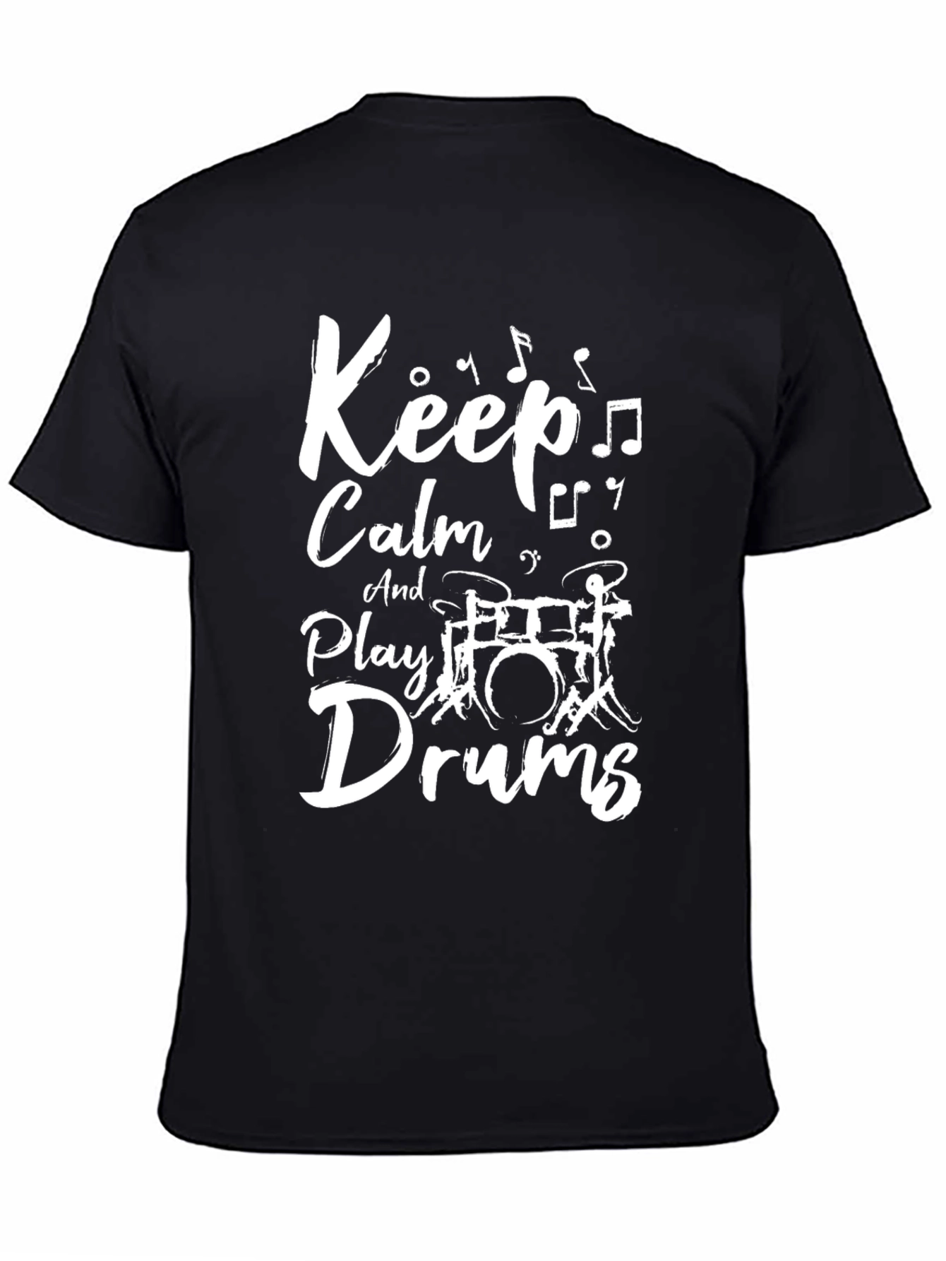 Keep Calm and Play Drums Black Graphic T-Shirt