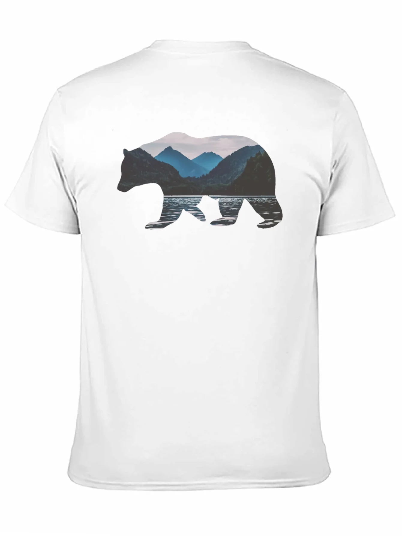 Bear Silhouette Mountain Lake Graphic Tee