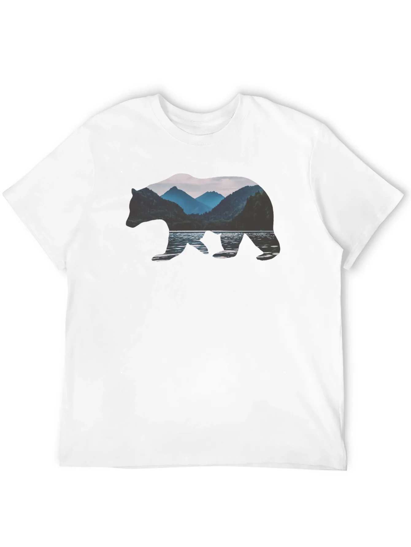 Bear Silhouette Mountain Lake Graphic Tee