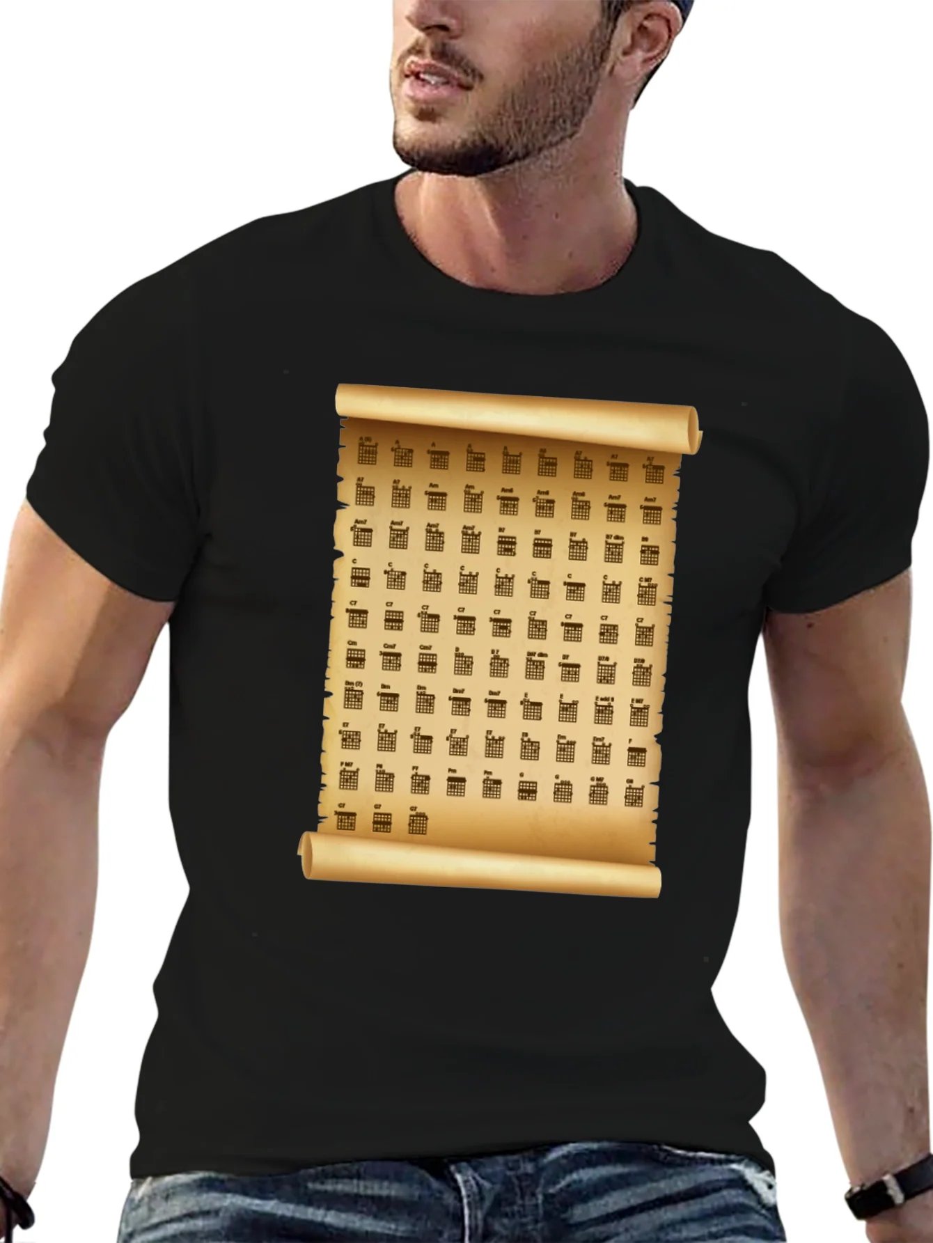 Guitar Chord Scroll T-Shirt - Music Lover Tee