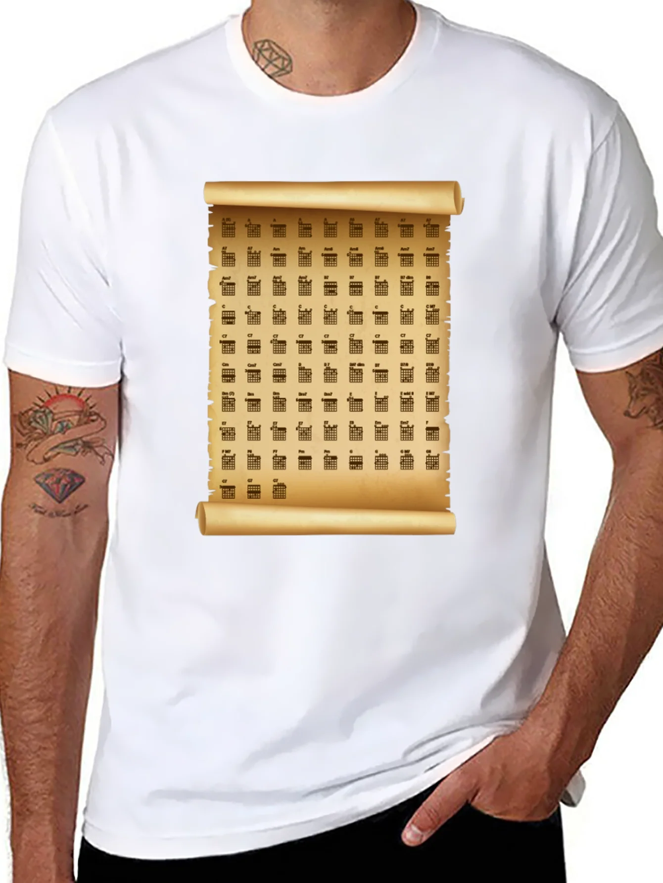 Guitar Chord Scroll T-Shirt - Music Lover Tee