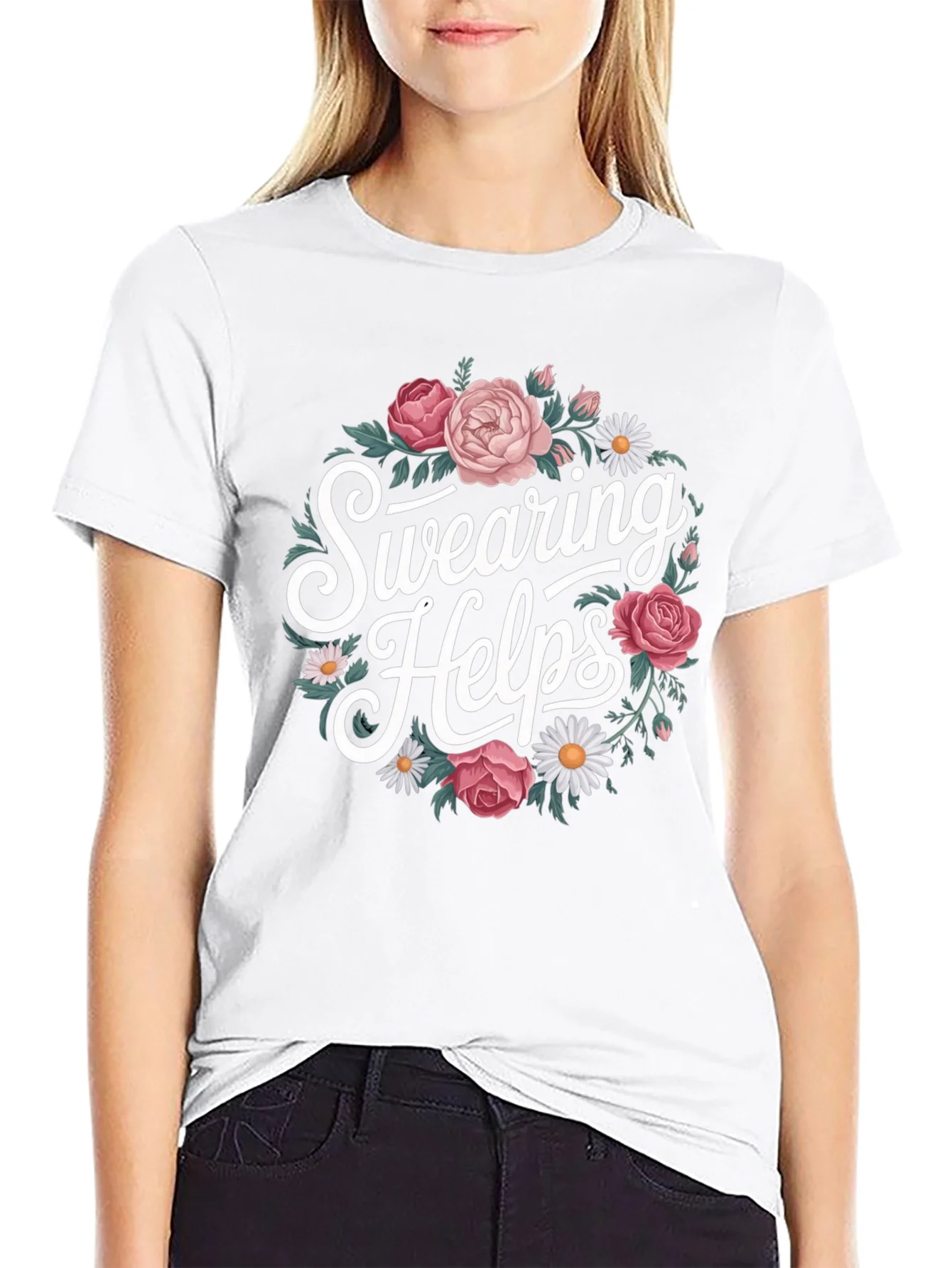 Swearing Helps Floral Graphic T-Shirt