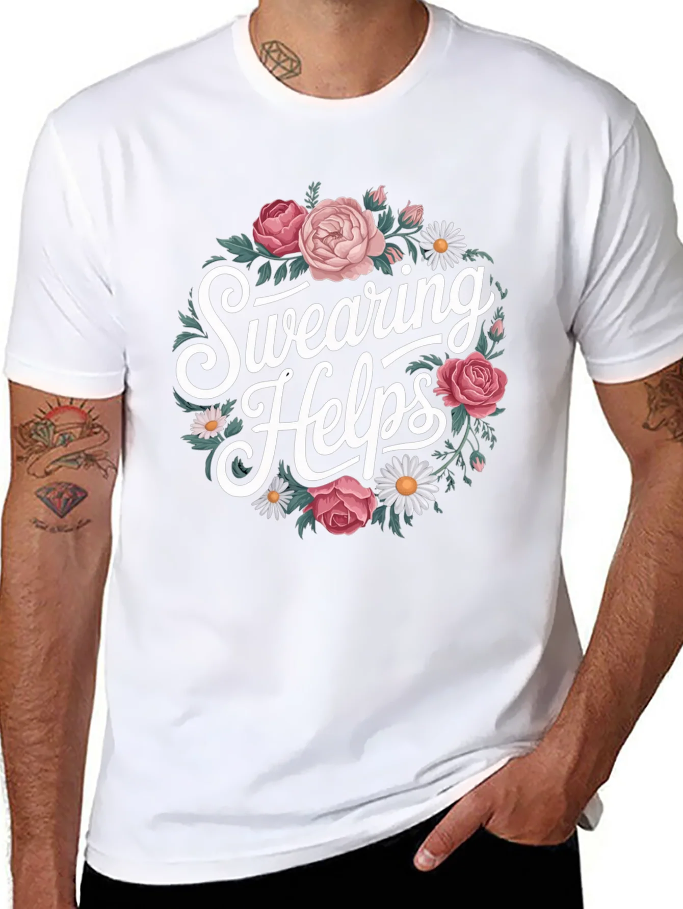 Swearing Helps Floral Graphic T-Shirt