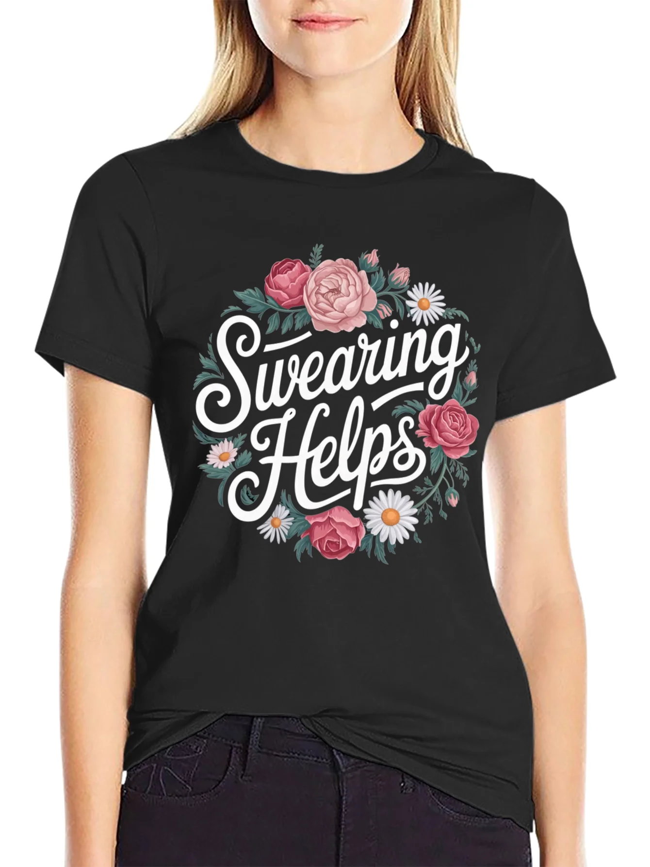Swearing Helps Floral Graphic T-Shirt
