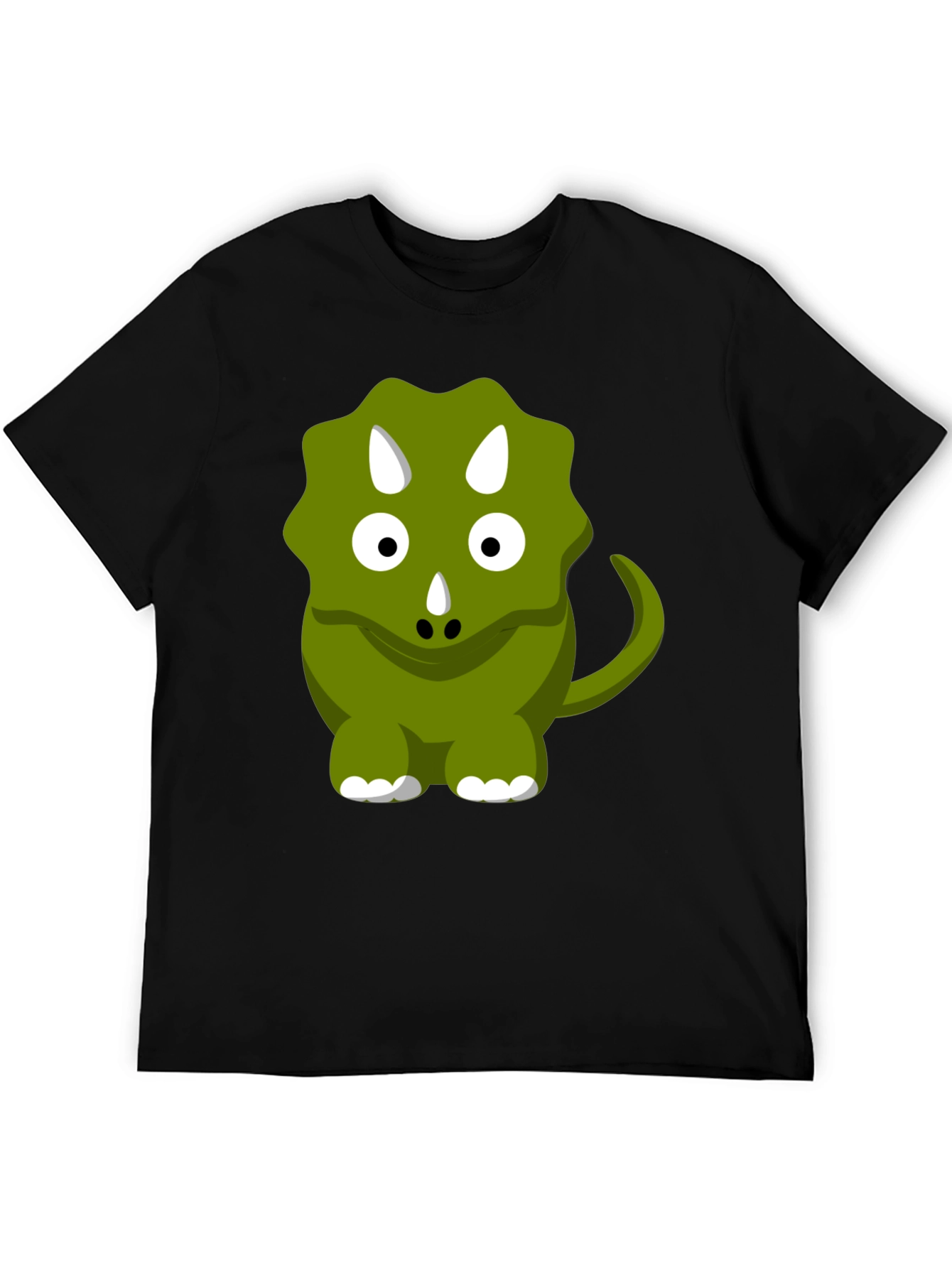 Cute Triceratops Graphic Tee - Black Cotton Comfort