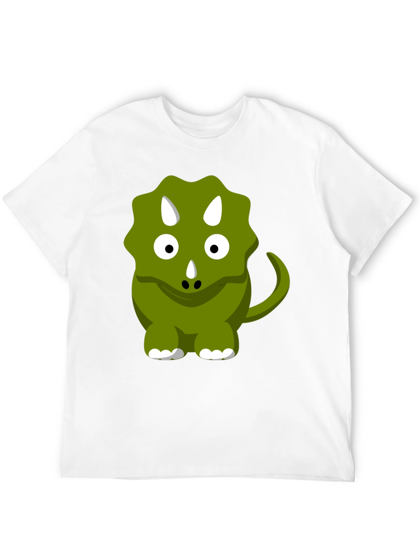 Cute Triceratops Graphic Tee - Black Cotton Comfort