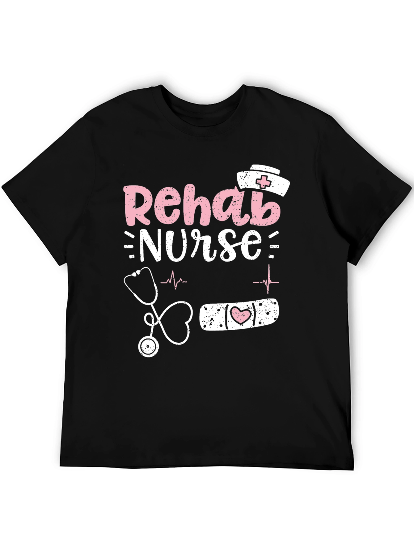 Rehab Nurse Graphic T-Shirt - Black Cotton Blend
