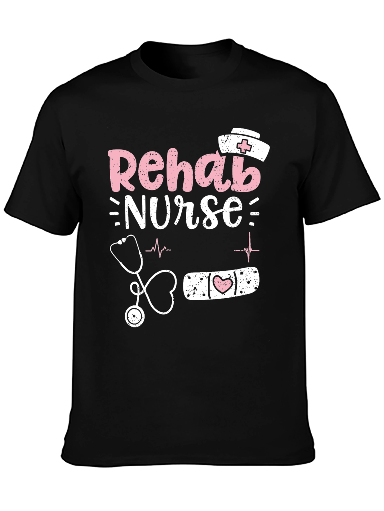 Rehab Nurse Graphic T-Shirt - Black Cotton Blend