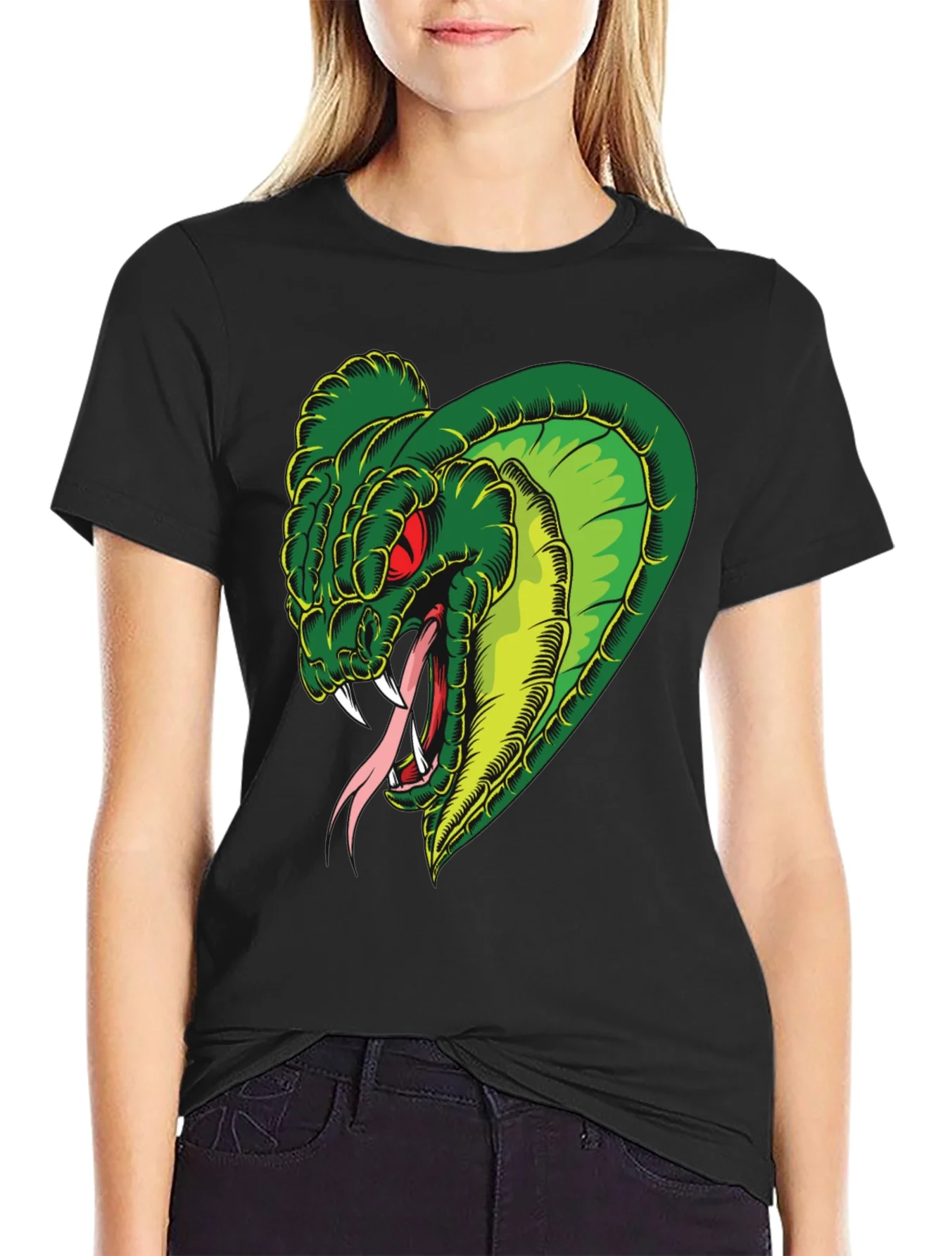 Mens Snake Graphic Black T-Shirt
