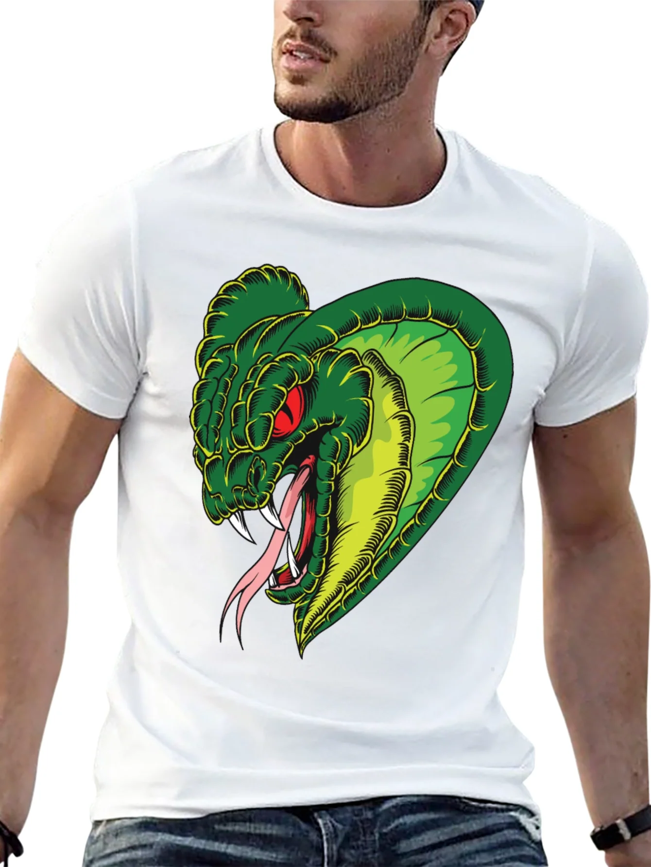 Mens Snake Graphic Black T-Shirt
