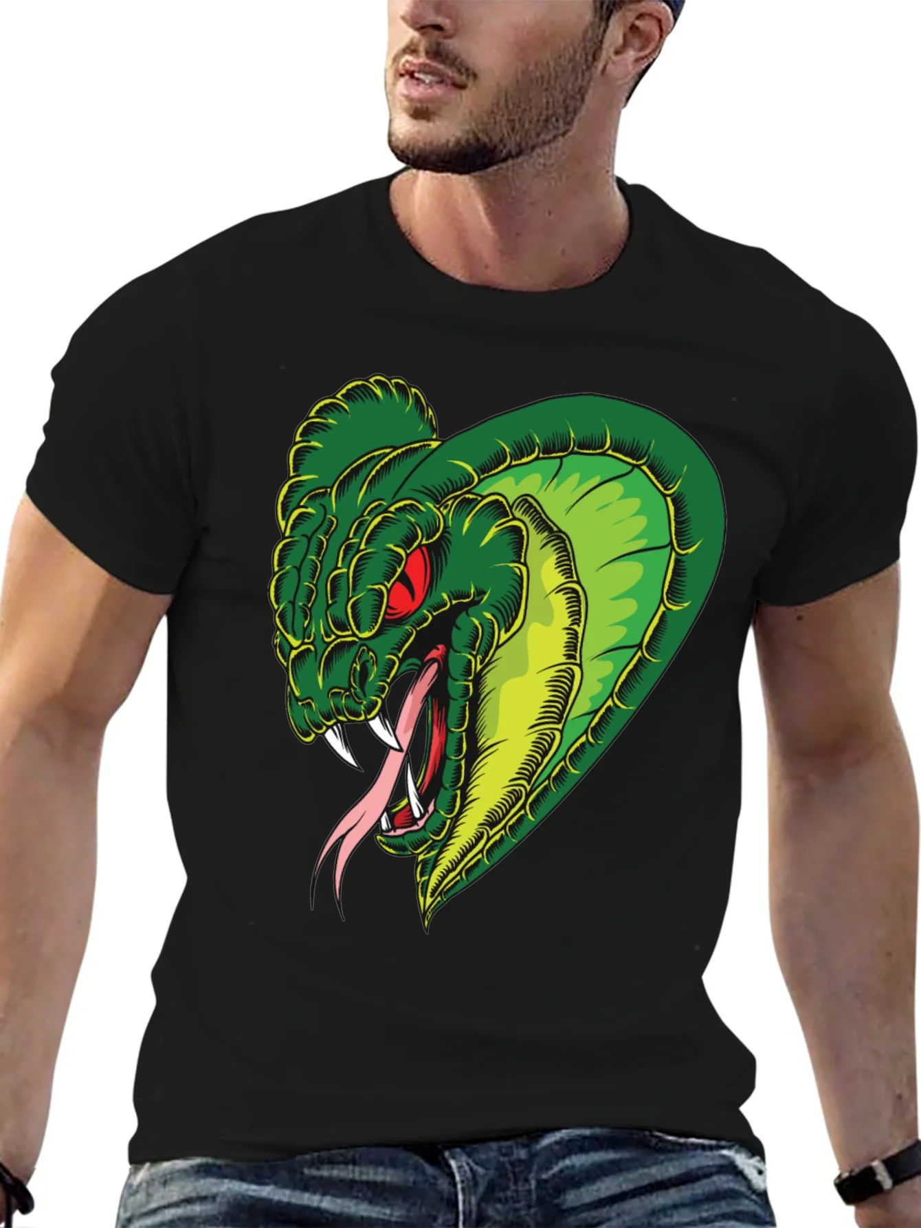 Mens Snake Graphic Black T-Shirt
